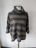 Marc O’Polo Mohair Striped Turtleneck Sweater Grey/Black, Size M, Very Good