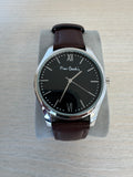 Pierre Cardin PC21 Quartz Watch, Black Dial, Brown Leather Strap, 42mm, Very Good