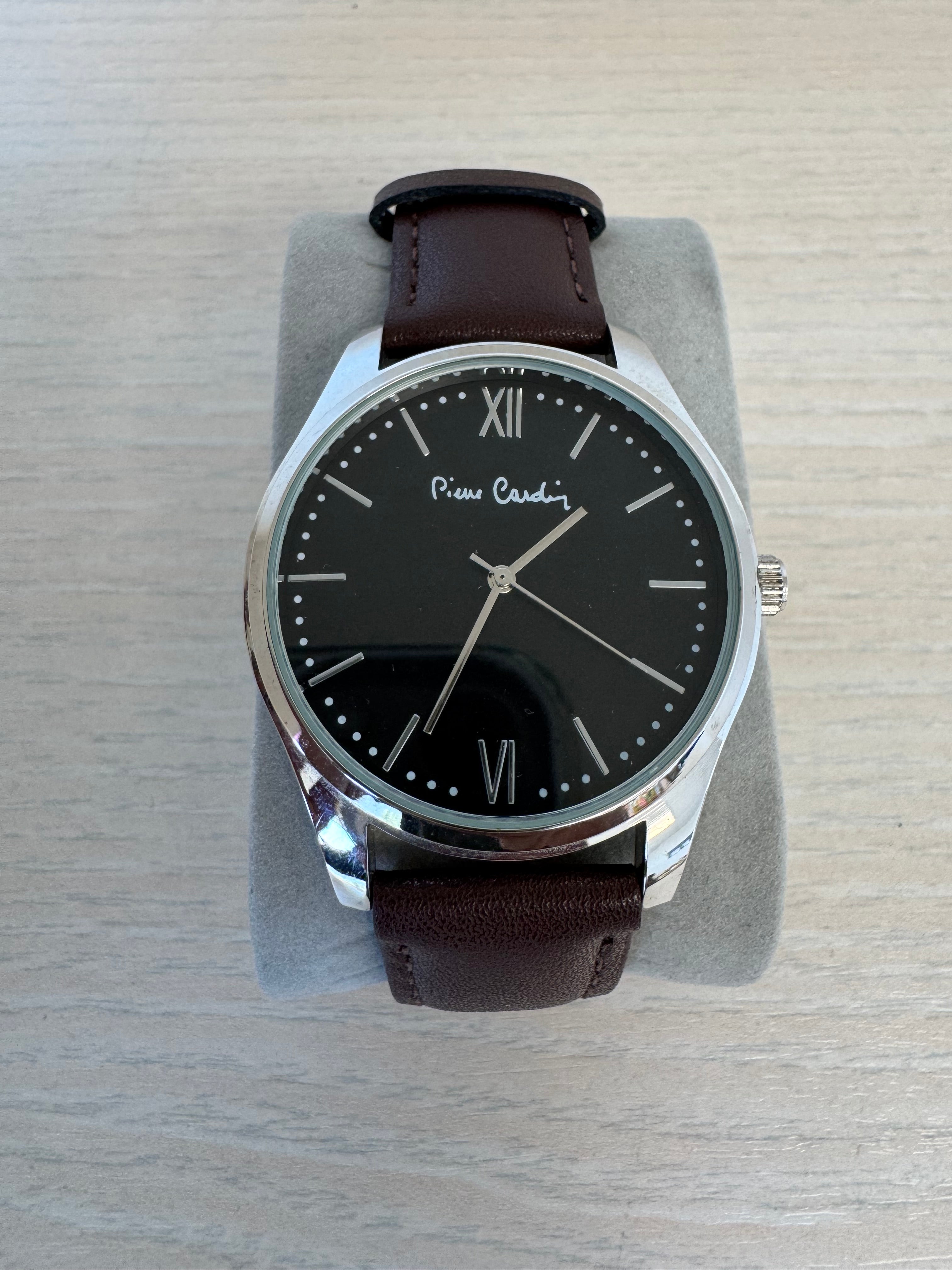 Pierre Cardin PC21 Quartz Watch, Black Dial, Brown Leather Strap, 42mm, Very Good