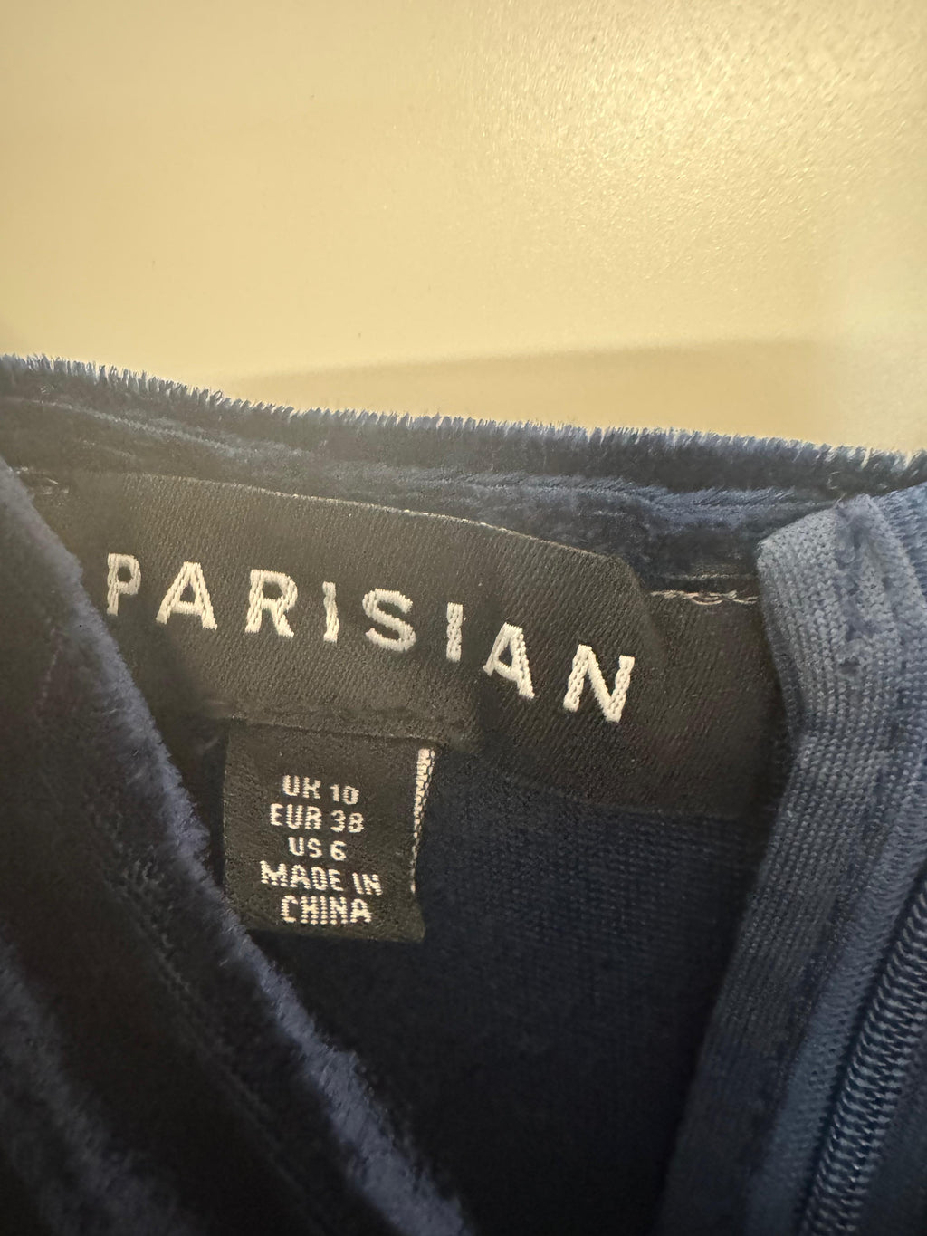 Parisian Slip Velvet Dress – Navy, Size 38, Like New