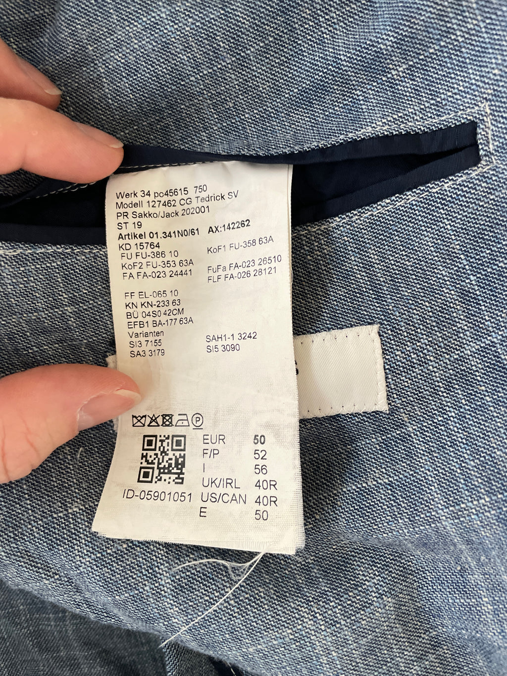 CG Tedrick SV Blazer – Gr. 50, Blau, Wolle/Baumwolle/Leinen, Guter Zustand
