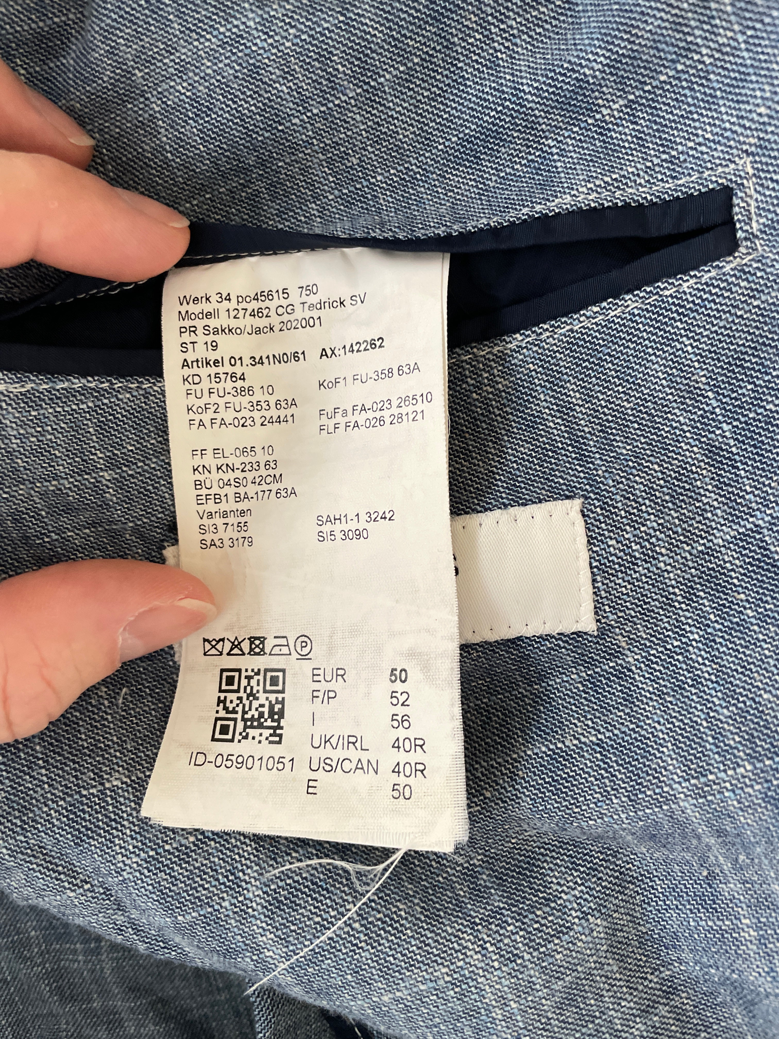 CG Tedrick SV Blazer – Gr. 50, Blau, Wolle/Baumwolle/Leinen, Guter Zustand