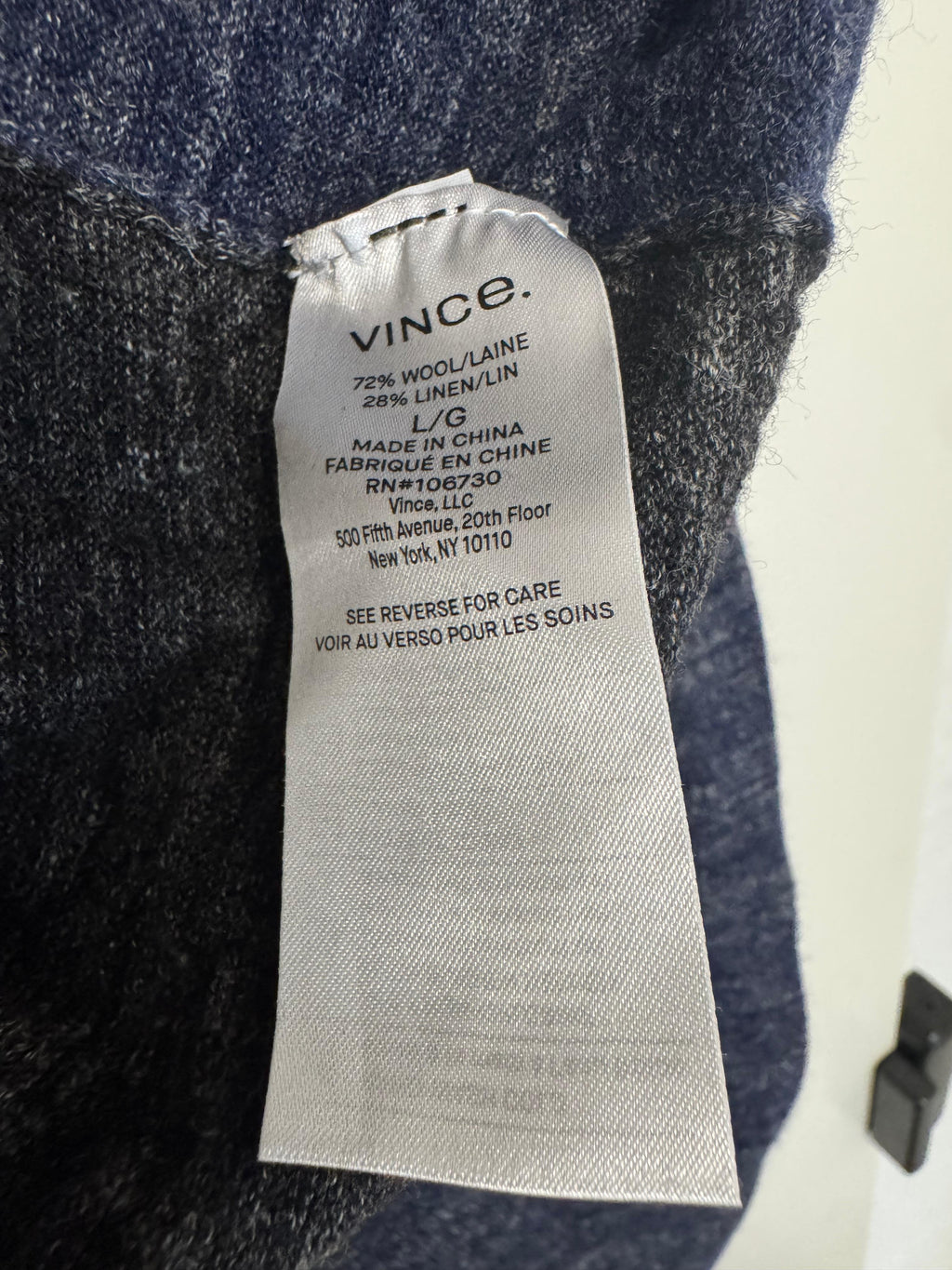 Vince Wool-Linen Hoodie, Large, Blue, Very Good Condition