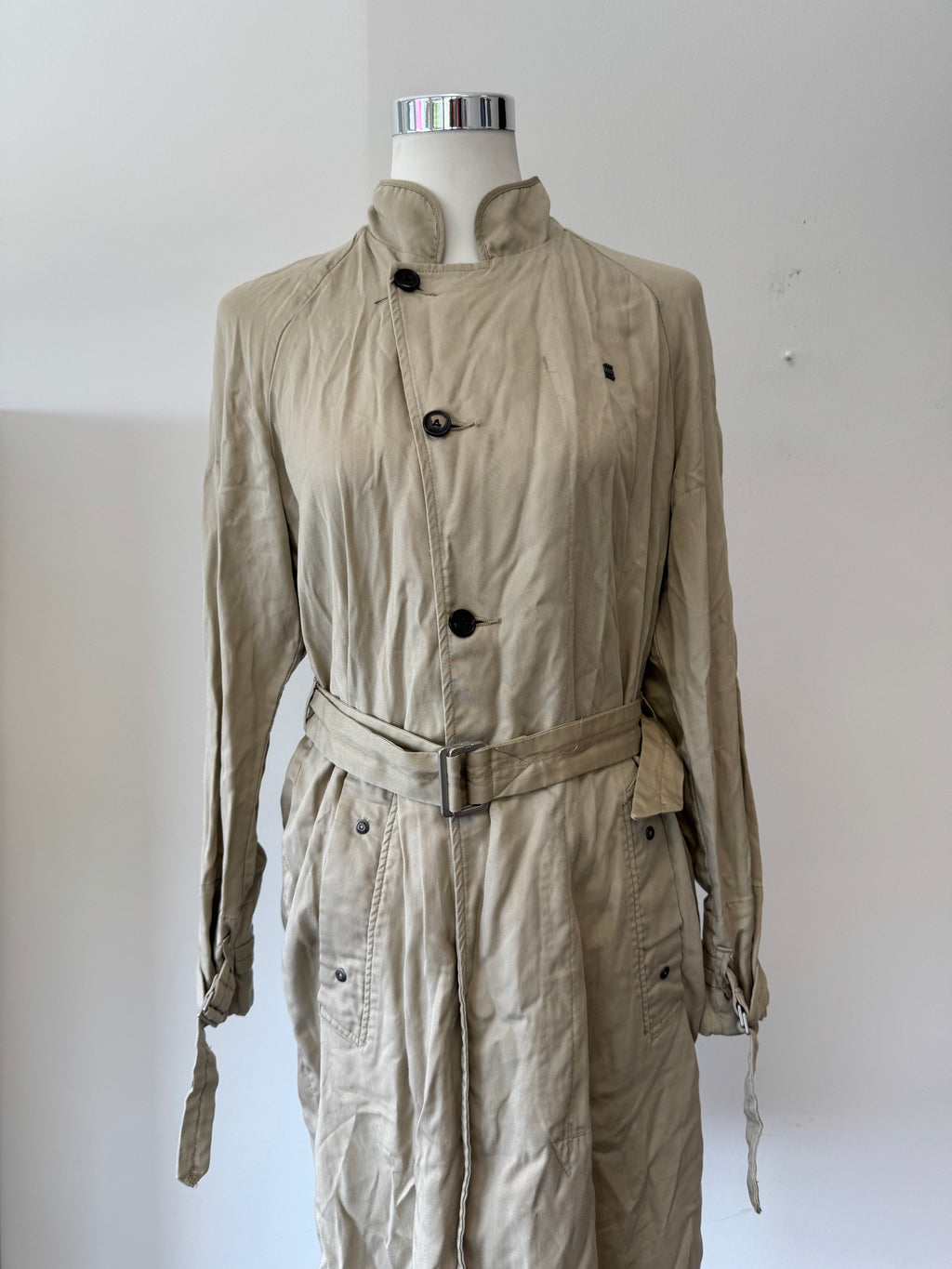 G-Star RAW Minor Loose Trench Coat, Lyocell, Light Beige, Size M, Like New