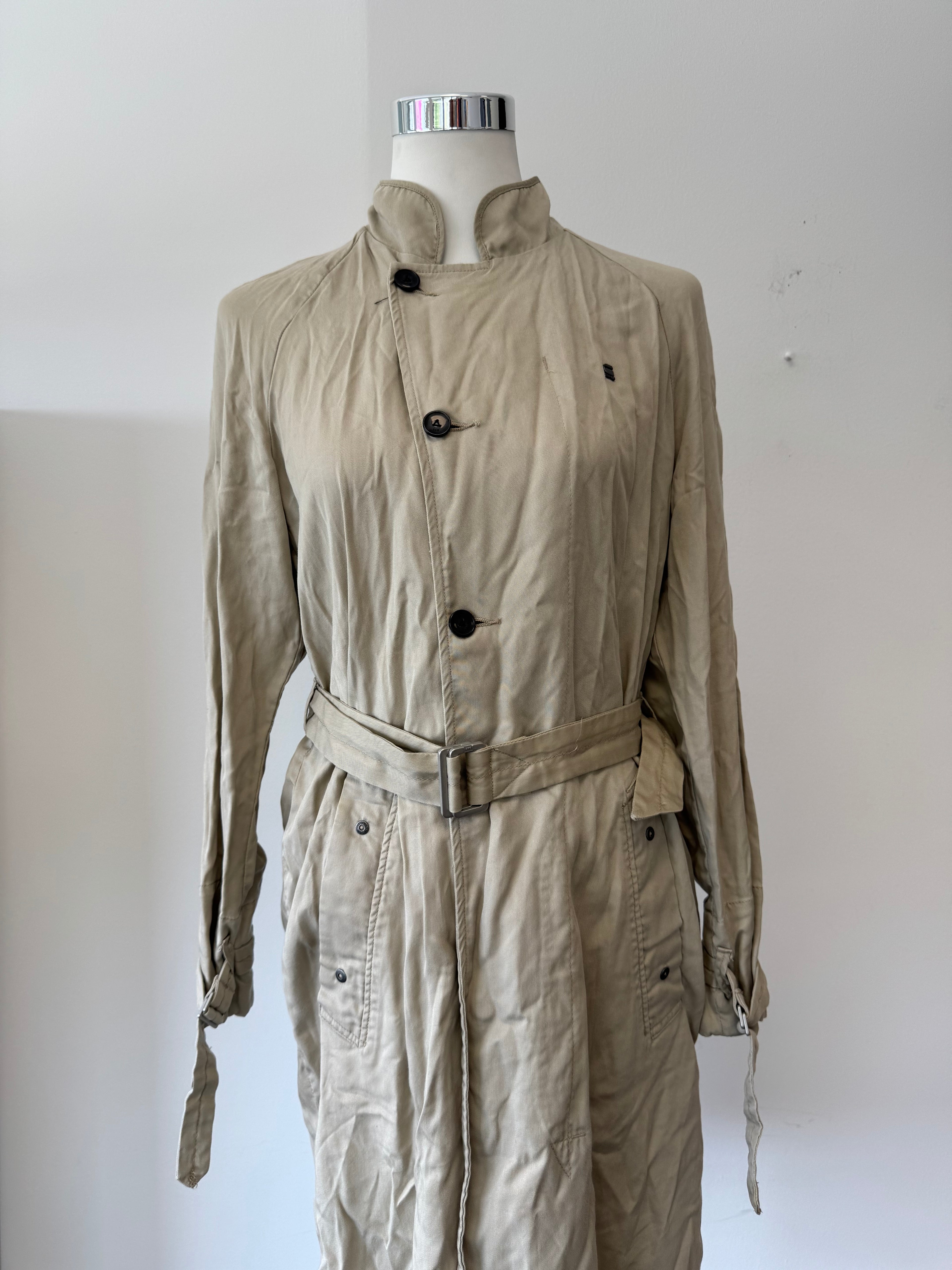 G-Star RAW Minor Loose Trench Coat, Lyocell, Light Beige, Size M, Like New