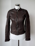 Goosecraft Damen Biker Lederjacke XS Braun Lammleder Gebraucht