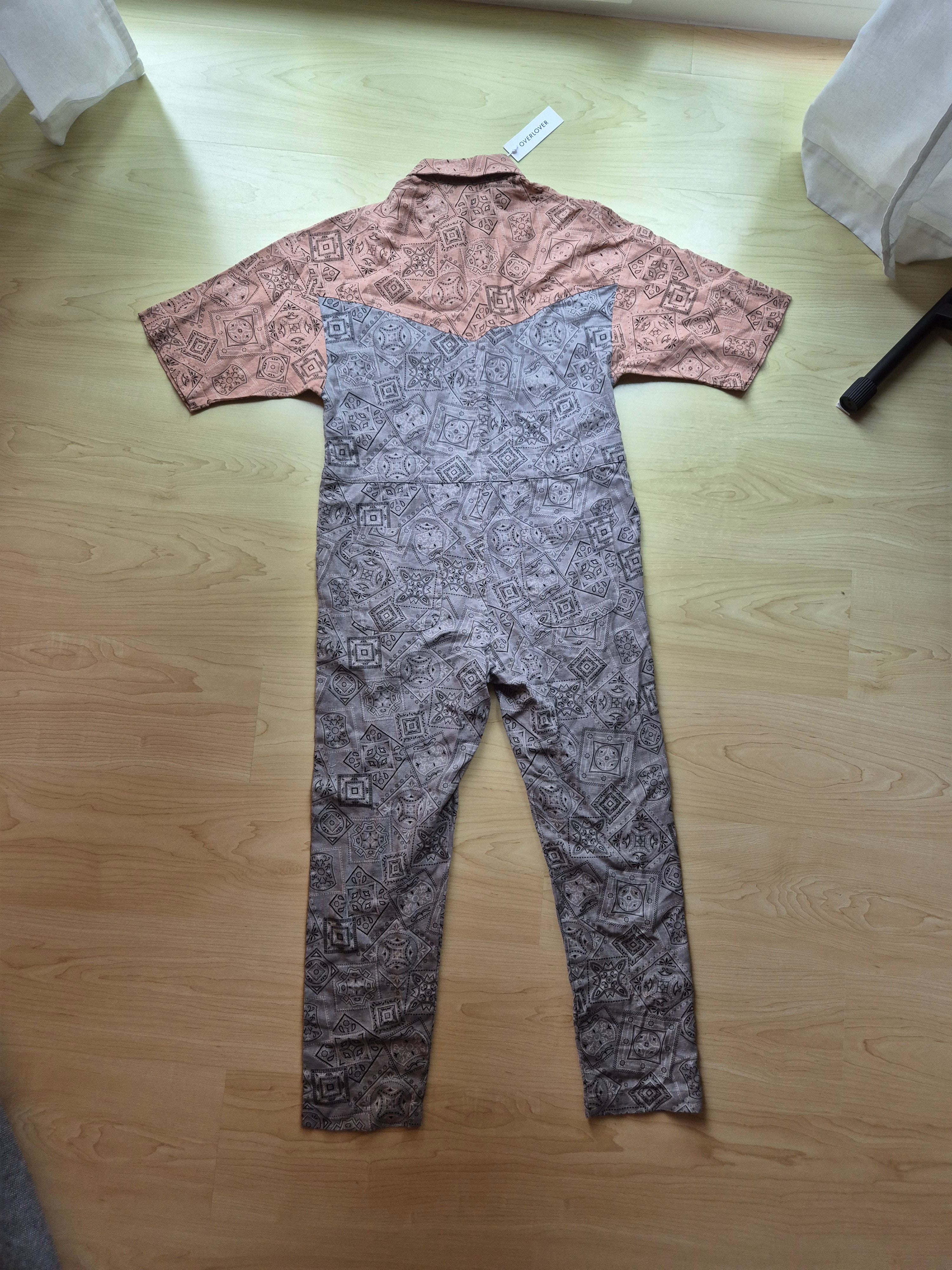 Overlover “Lolina” Jumpsuit Bandana Stone Pink/Gray XS, Like New, NWT