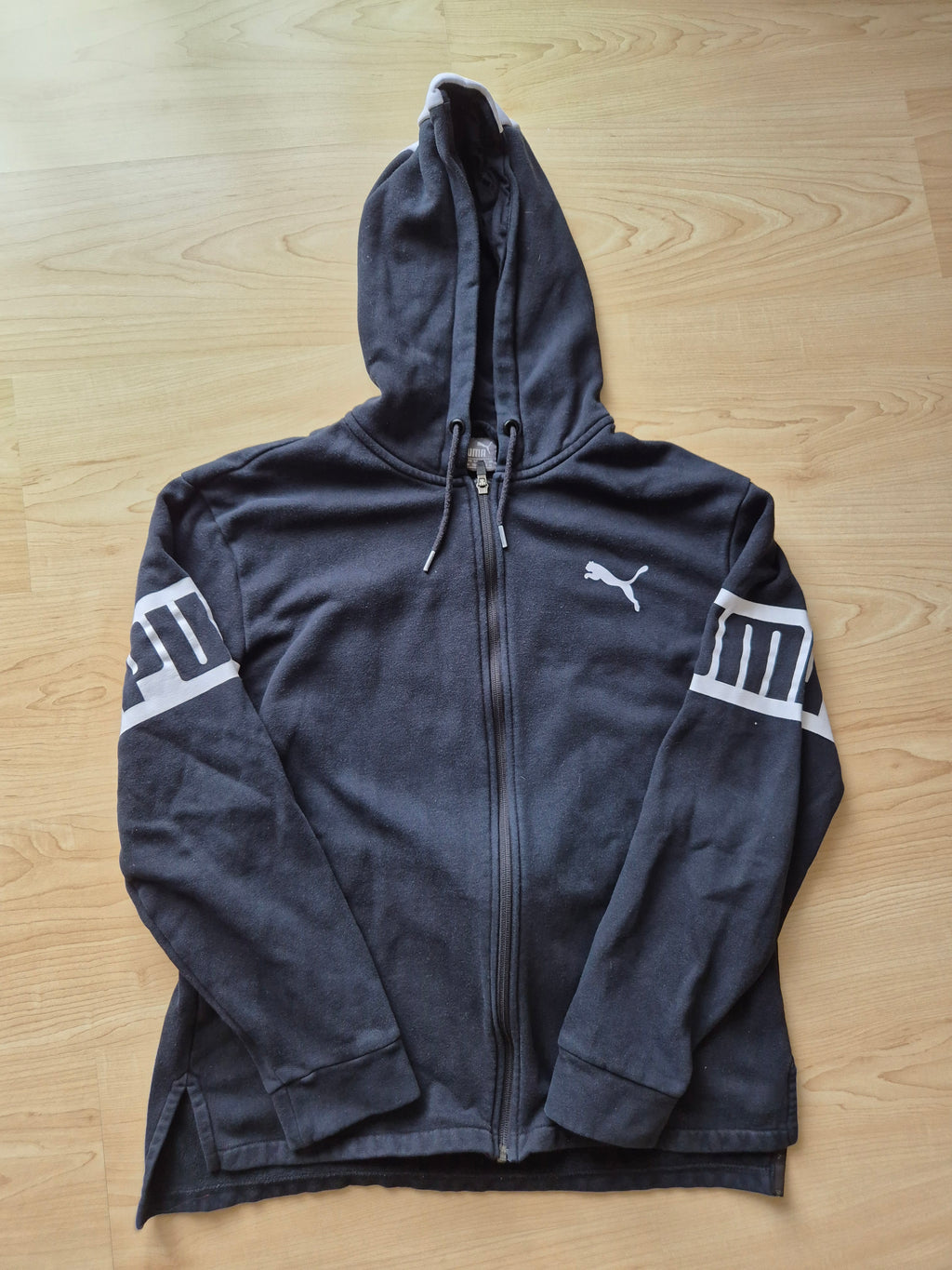 PUMA Power Full-Zip Hoodie – Schwarz/Weiß, Größe M, Gebraucht