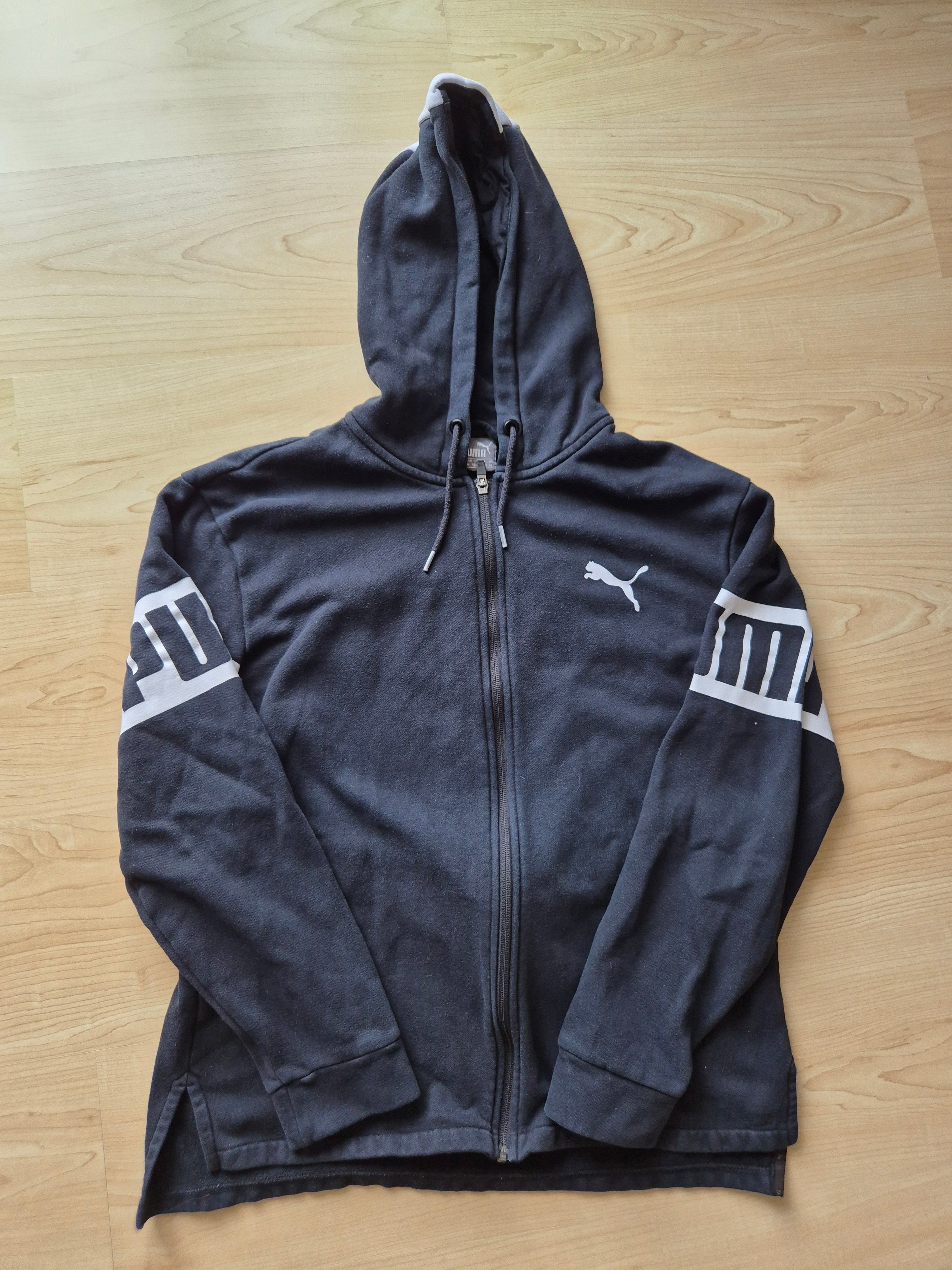 PUMA Power Full-Zip Hoodie – Schwarz/Weiß, Größe M, Gebraucht