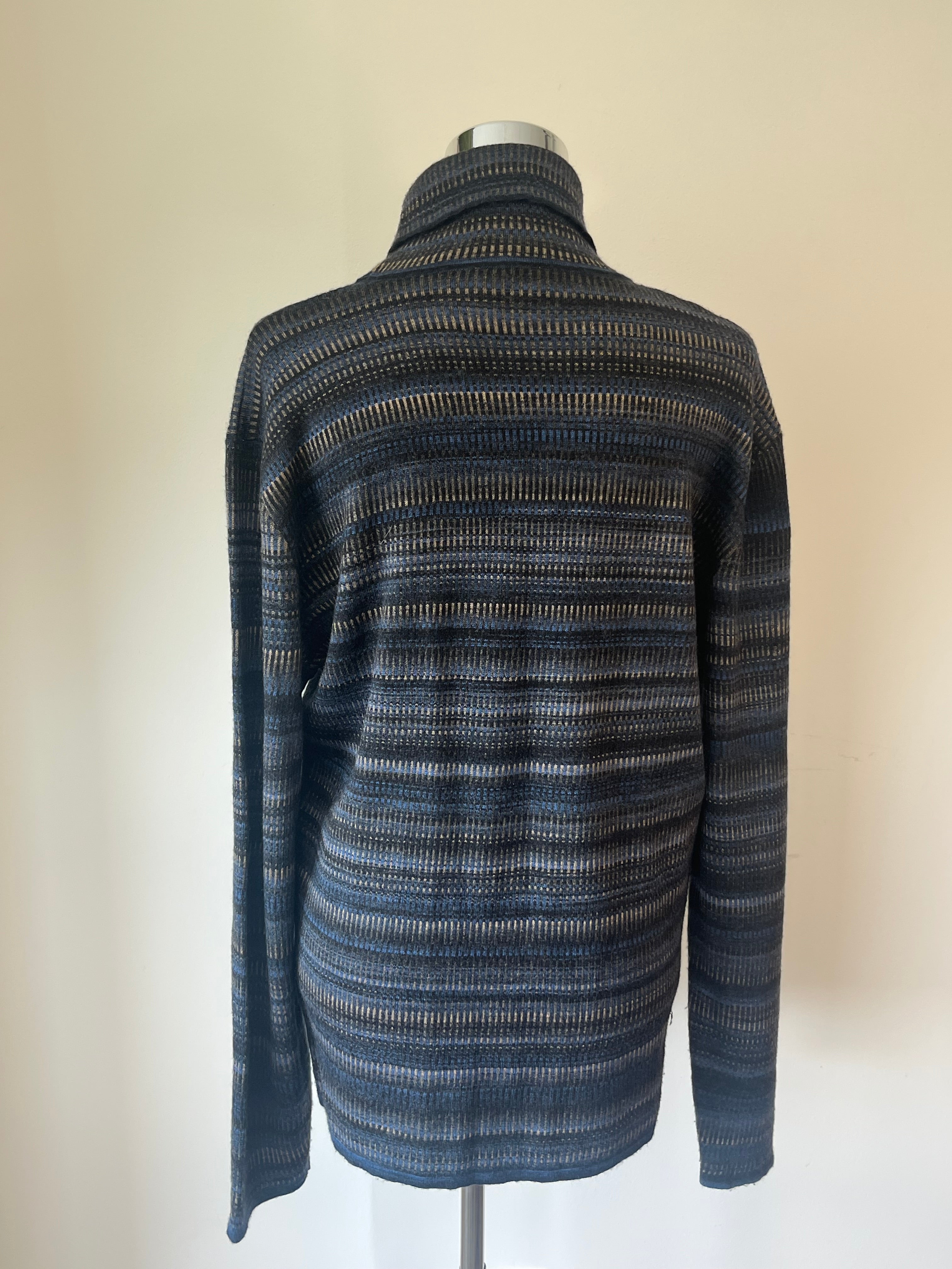 Baldessarini Rollkragenpullover – Wollmix, Blau, Gestreift, Gr. 52, Gut