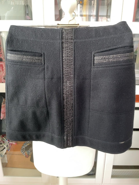 Marc Cain Woll Minirock, Blau/Schwarz, Sehr Gut, Größe N3/EU38