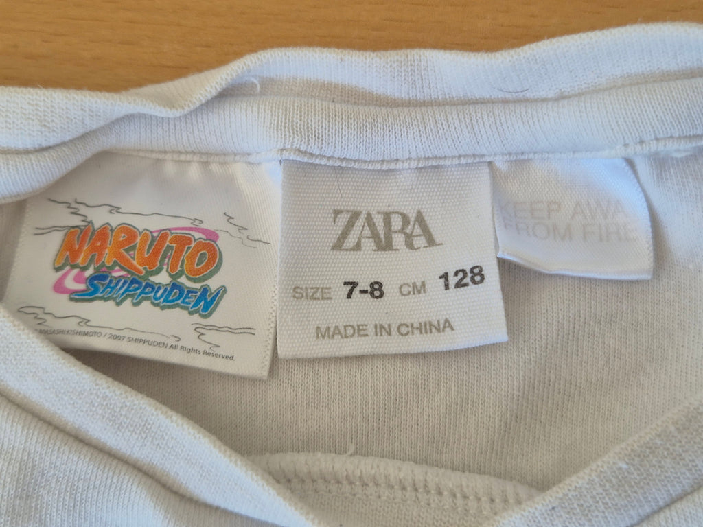 Zara Kids Naruto Shippuden Pyjama Set, Gr. 128, Weiß/Grau, Zustand Gut