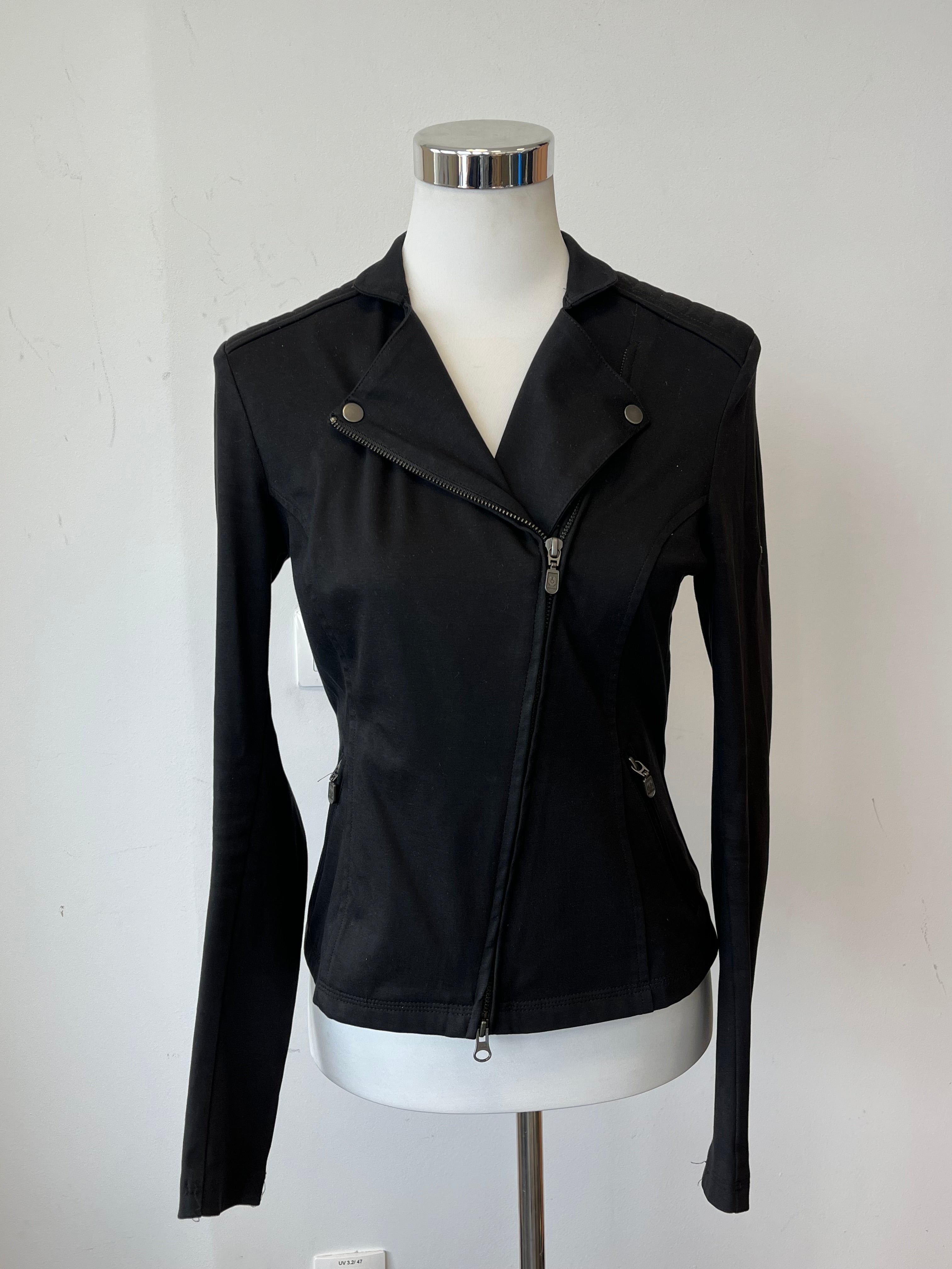 Belstaff Women's Stretch Cotton Biker Jacket Black Size 42 Very Good