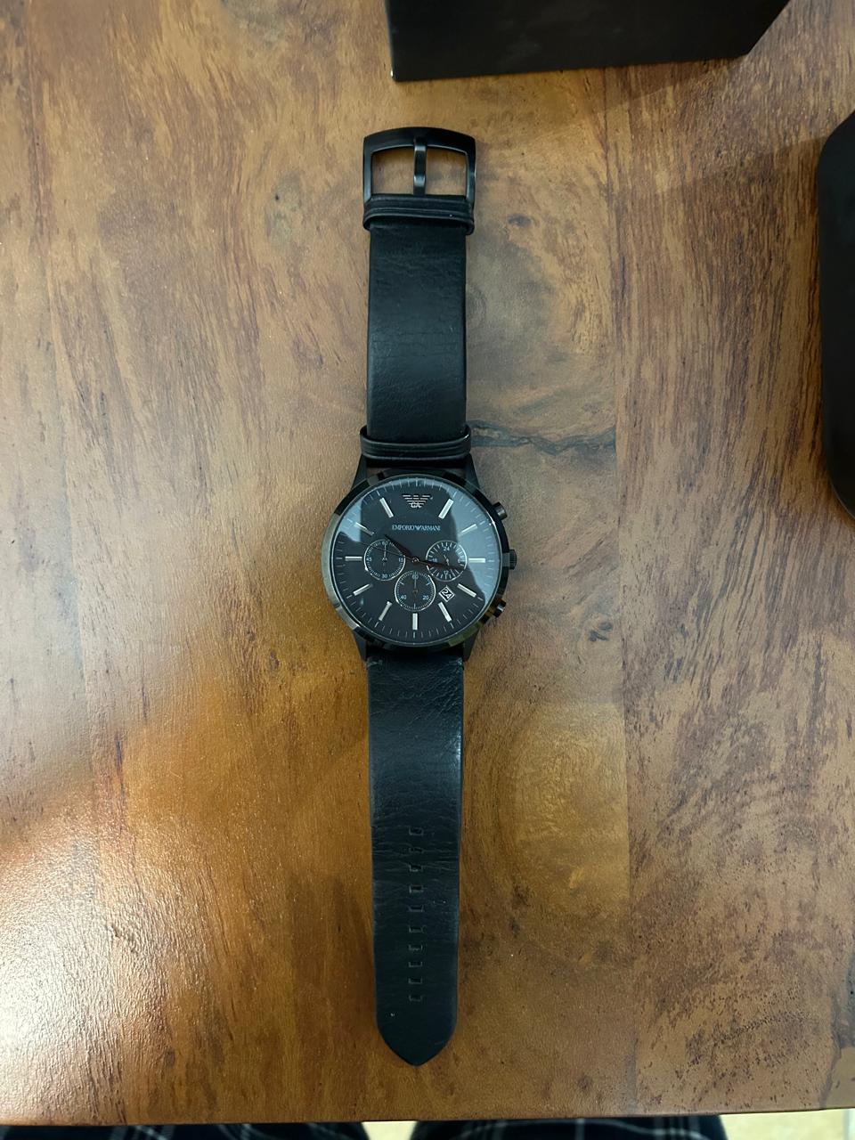 Emporio Armani Chronograph AR2461 – Schwarz | Lederarmband | Guter Zustand