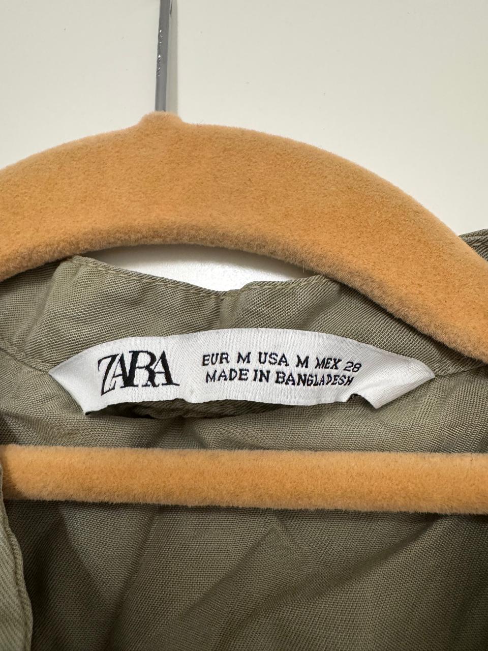 ZARA Hemdblusenkleid – Light Khaki, Gr. M, Baumwolle, Sehr guter Zustand