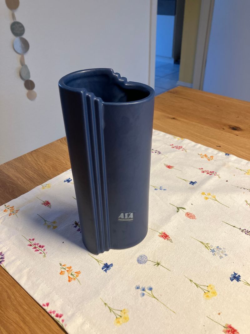 ASA Selection 1661 Steingut Vase, Westdeutschland, Mattblau, Sehr guter Zustand