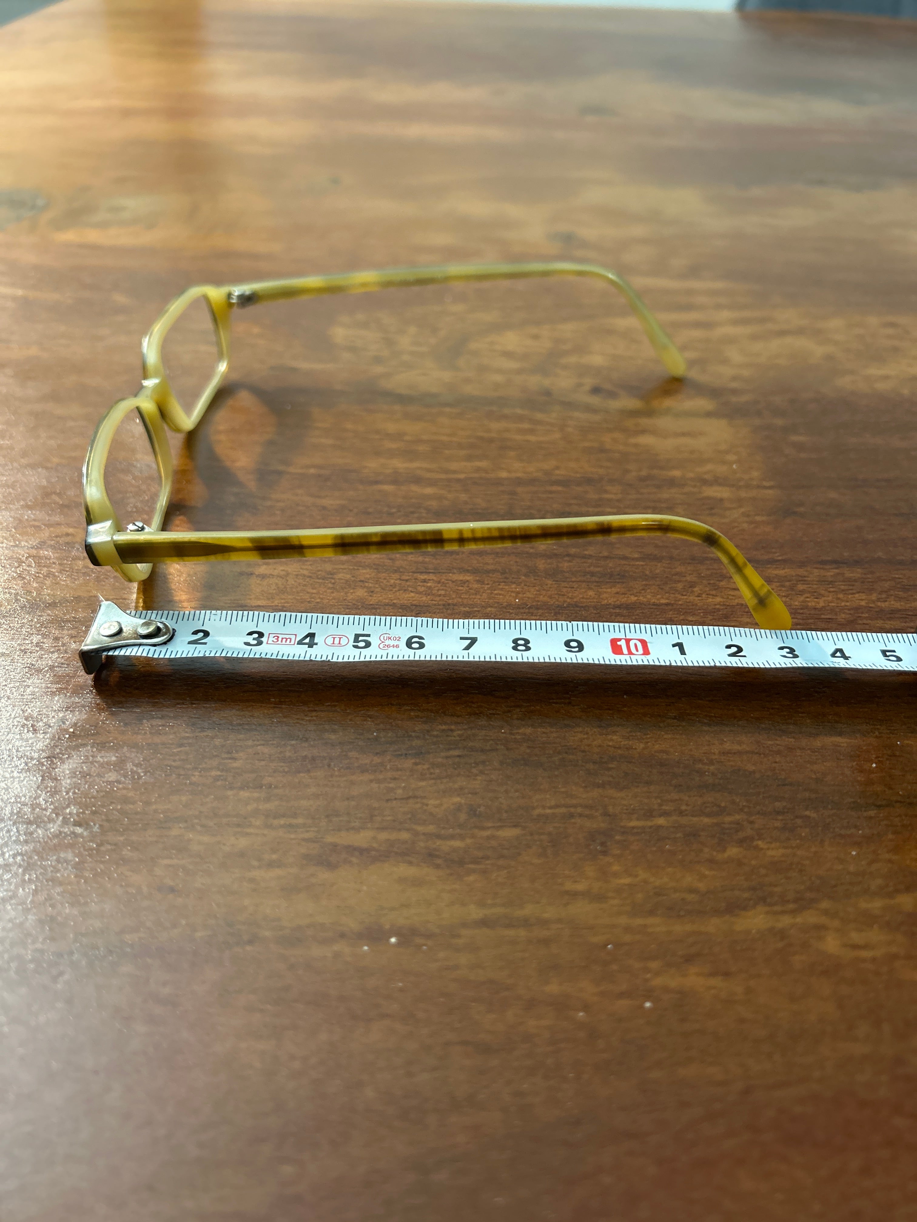 Handmade SCHONEWEG acetate eyeglass frame, brown horn, rectangular, size M, VG