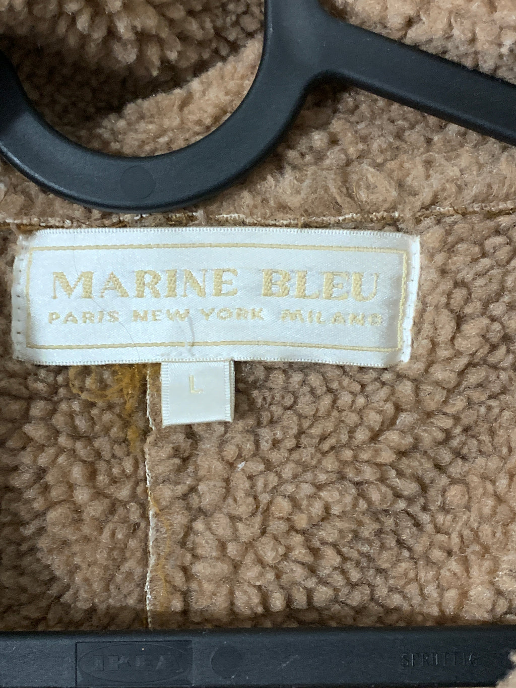Vintage Marine Bleu Sheepskin Coat (L) – Caramel Brown, Good Condition