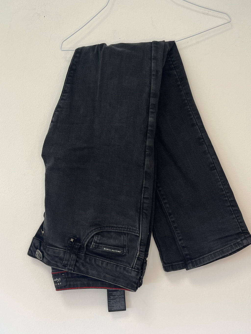 Philipp Plein Super Straight Cut Black Out Jeans W33 Black/Red, Good Condition