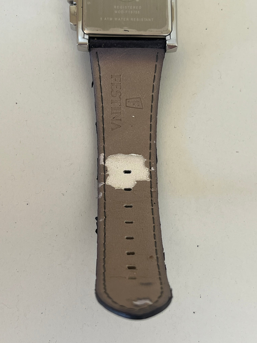 Festina Square Chronograph | Edelstahl | Lederarmband | 37mm | Guter Zustand