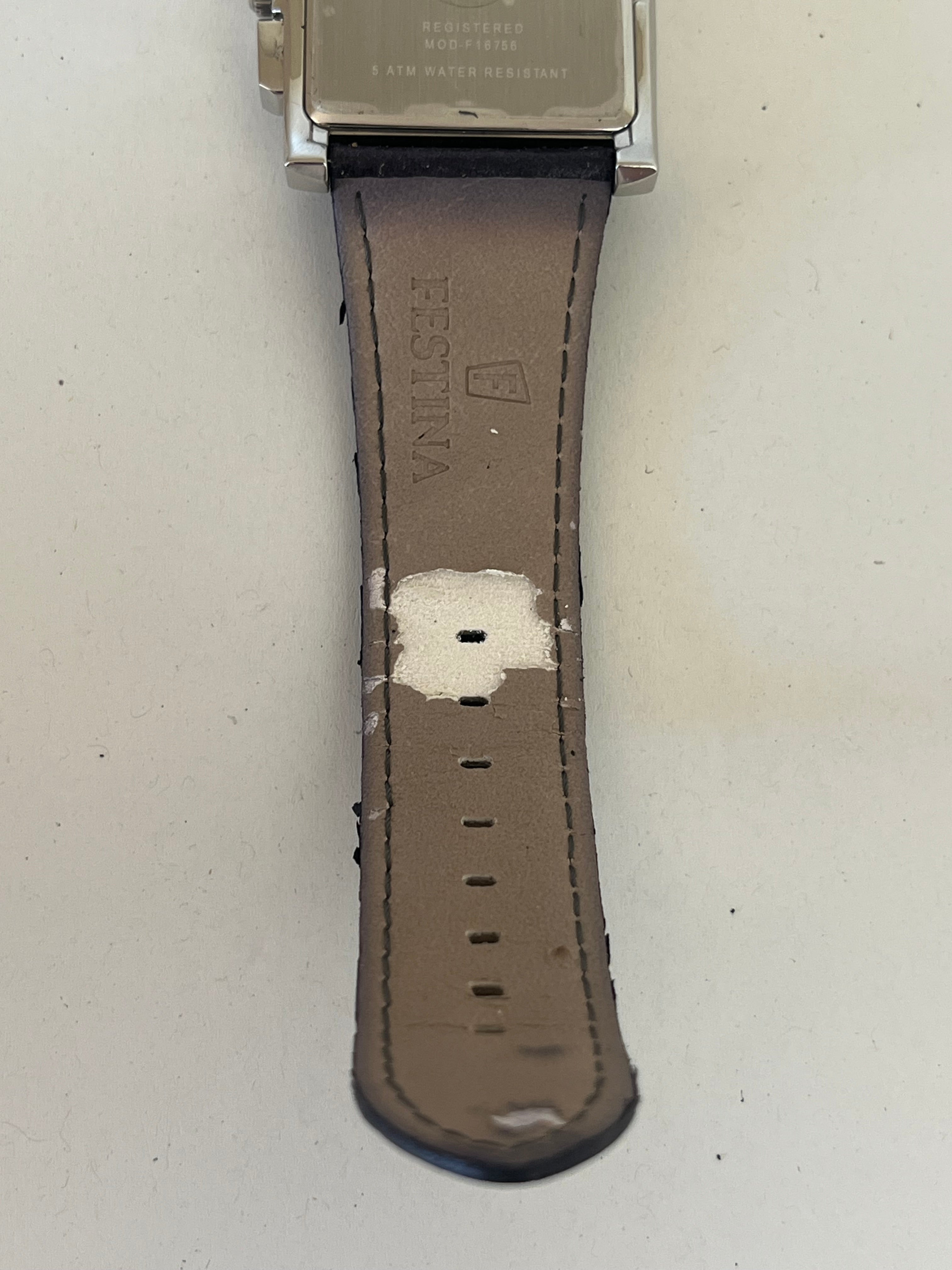 Festina Square Chronograph | Edelstahl | Lederarmband | 37mm | Guter Zustand