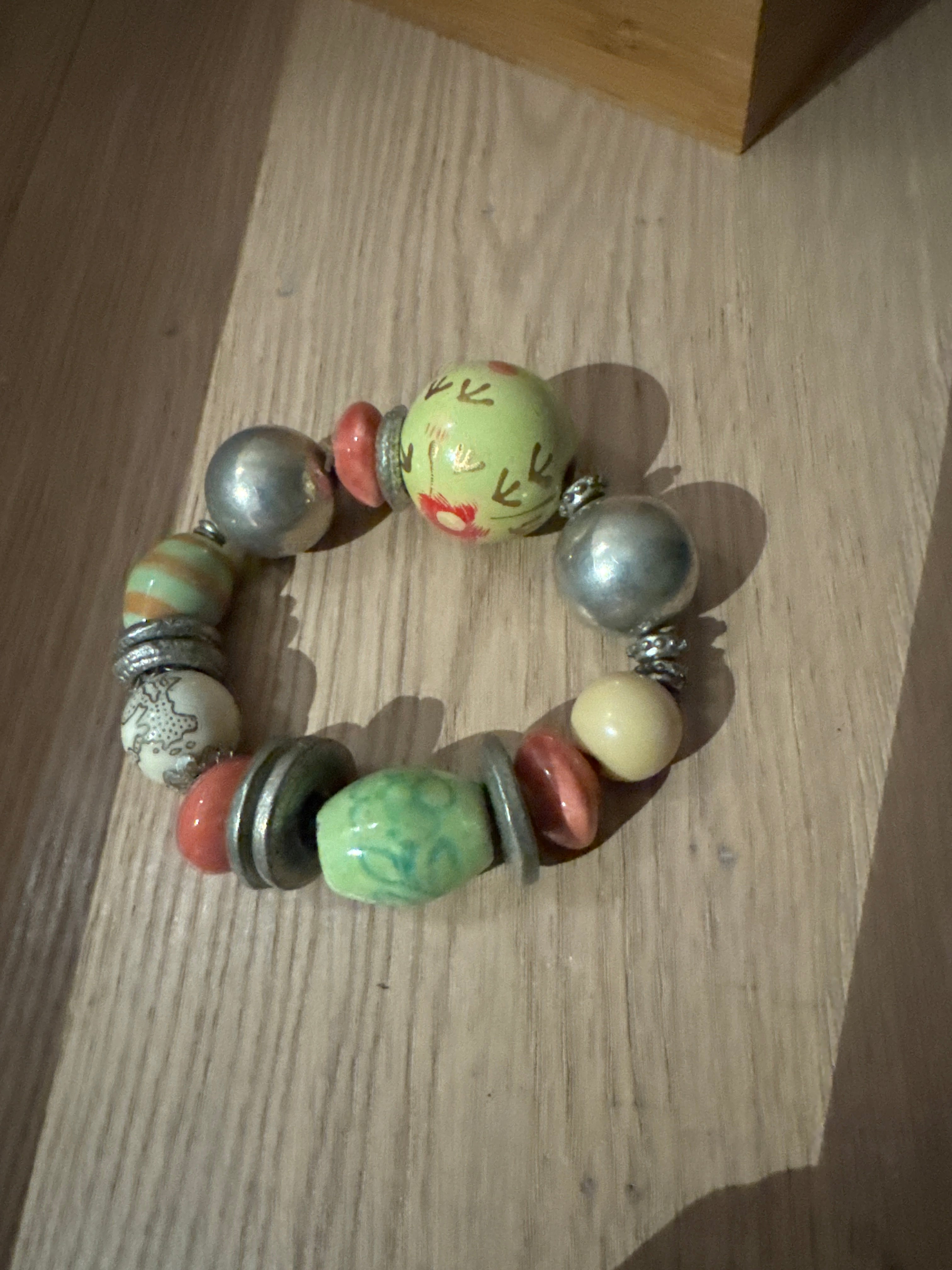 Colourful Handmade Jilzarah Polymer Clay Bead Bracelet, 18cm, Multicolor, Good