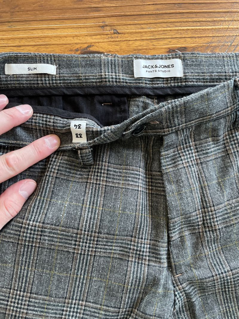 Jack & Jones Slim Glen-Check Hose 33/34 Grau – Sehr guter Zustand