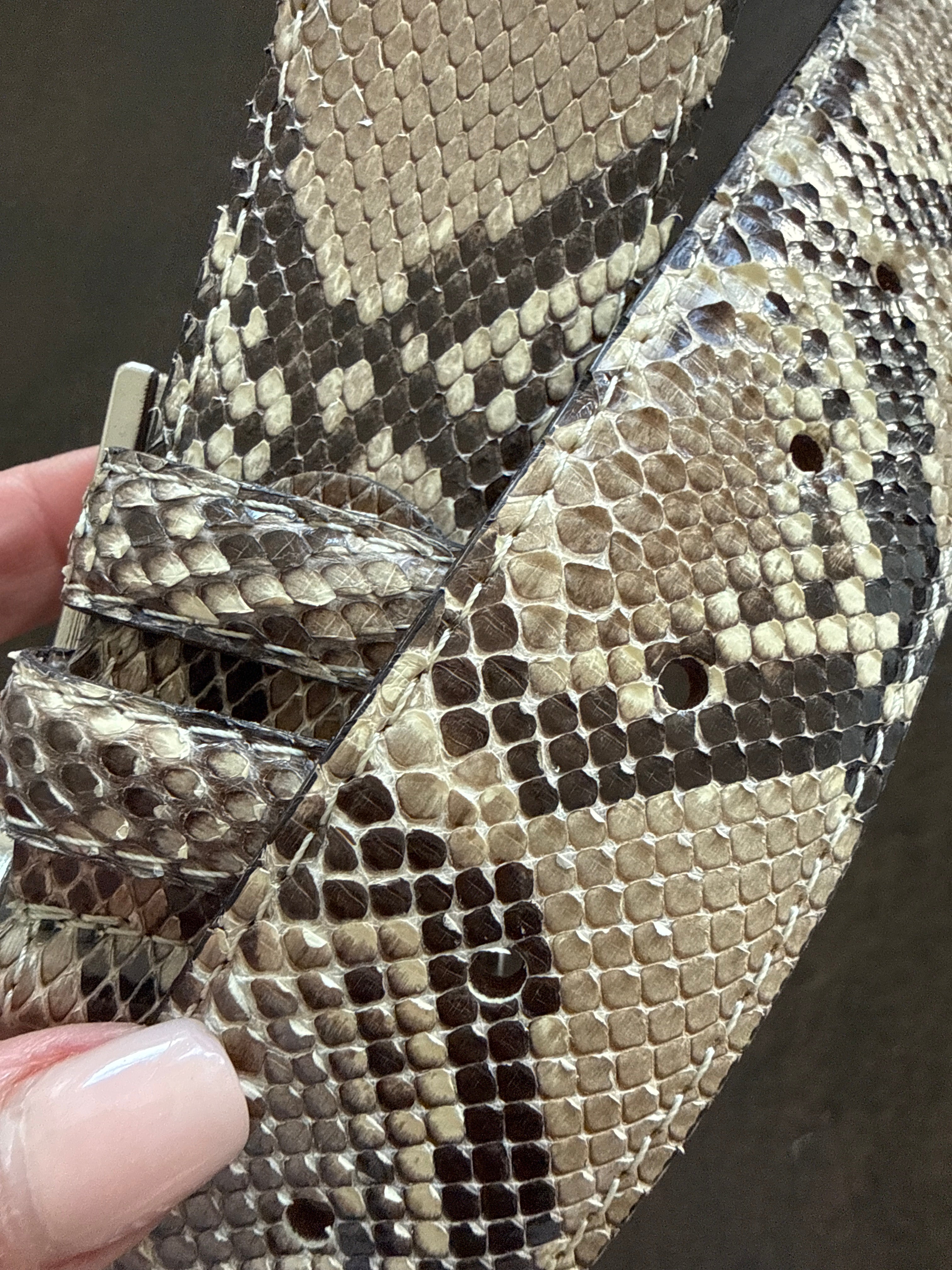 Echter Pythonleder-Gürtel, handgefertigt in Italien, 4 cm, sehr guter Zustand