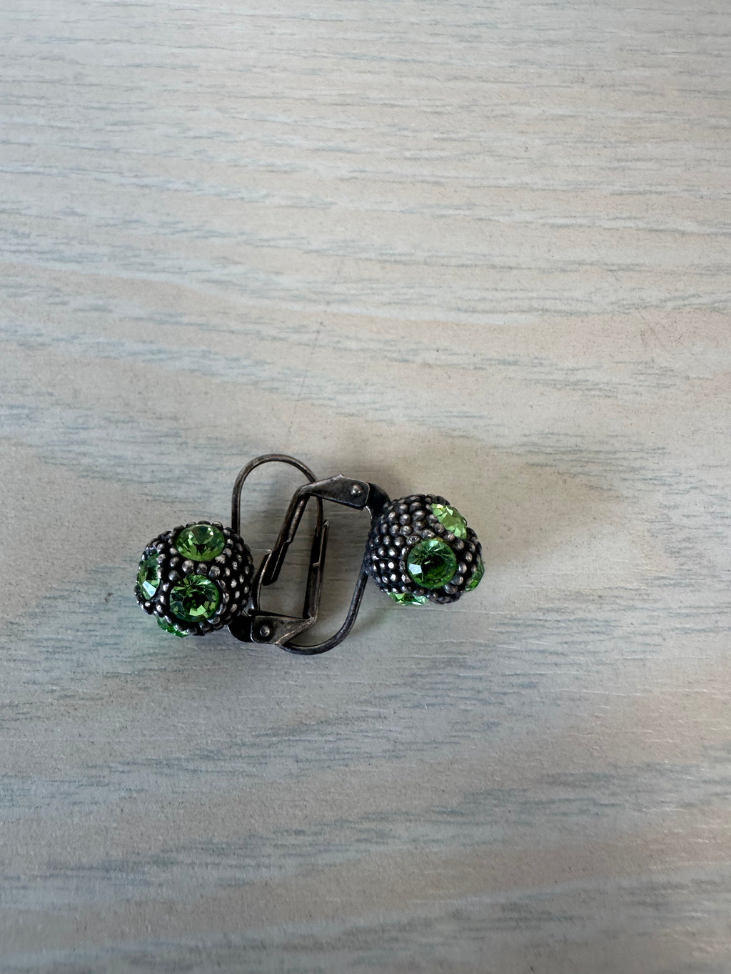 Konplott Vintage Drop Earrings, Boule Design, Green Peridot, Small, Good Condition