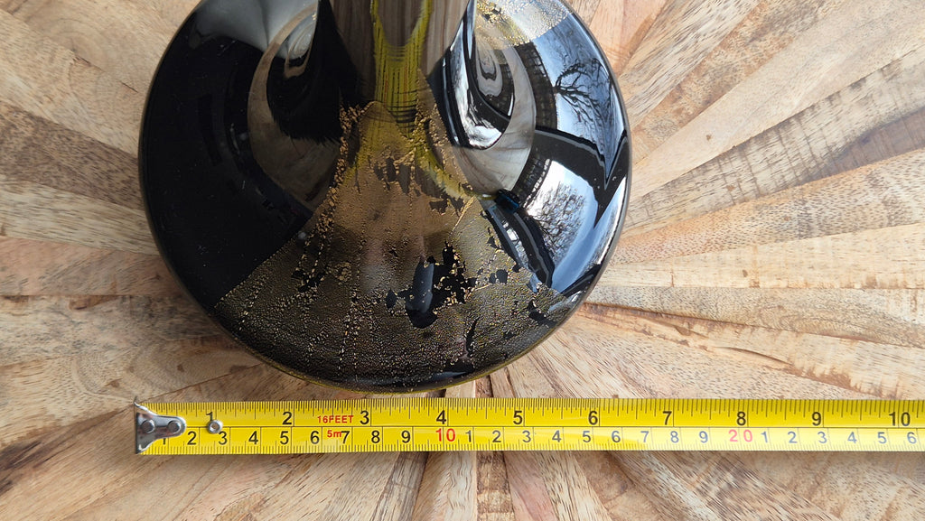 Theresienthal Black Glass Vase with Gold Leaf, 30cm, Like New