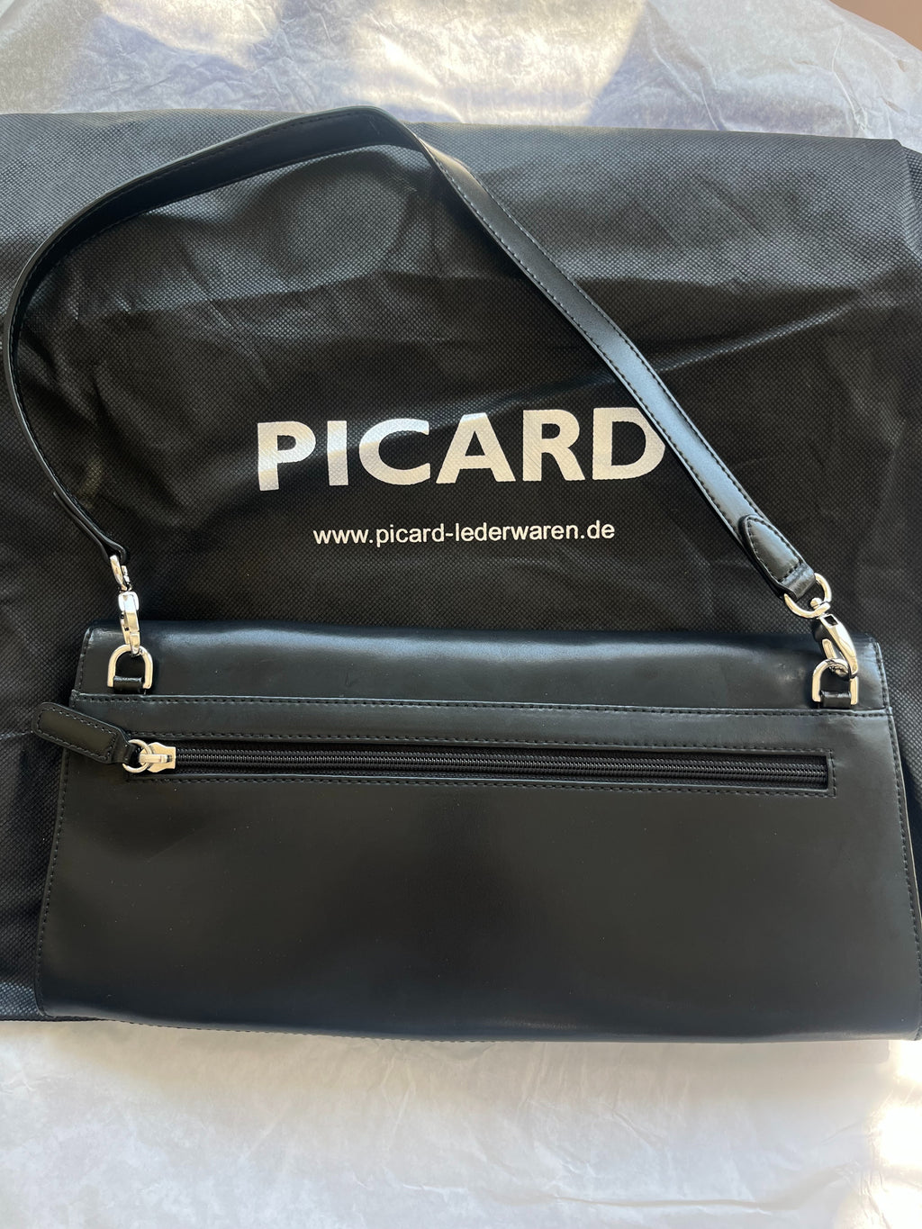 Picard Leder Clutch Schwarz 30x15cm – wie neu, mit Staubbeutel
