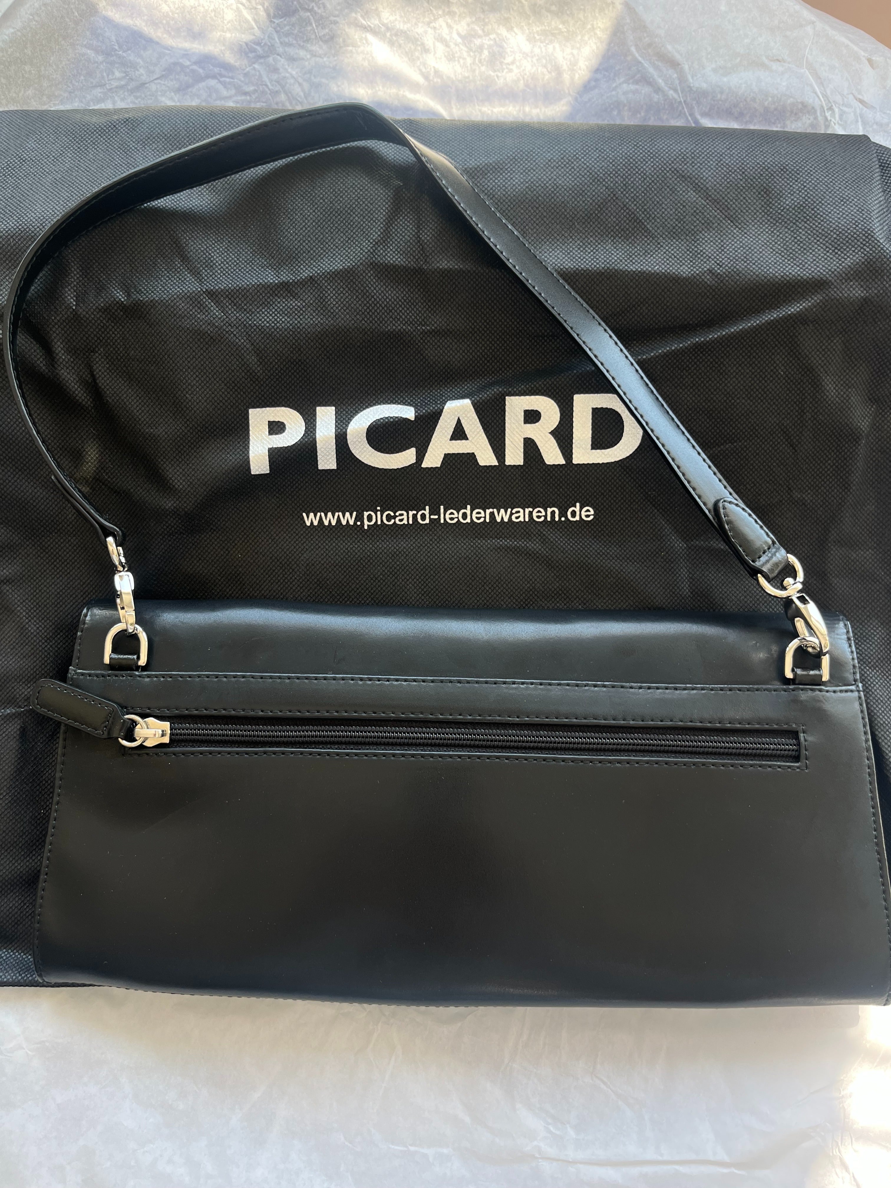 Picard Leder Clutch Schwarz 30x15cm – wie neu, mit Staubbeutel
