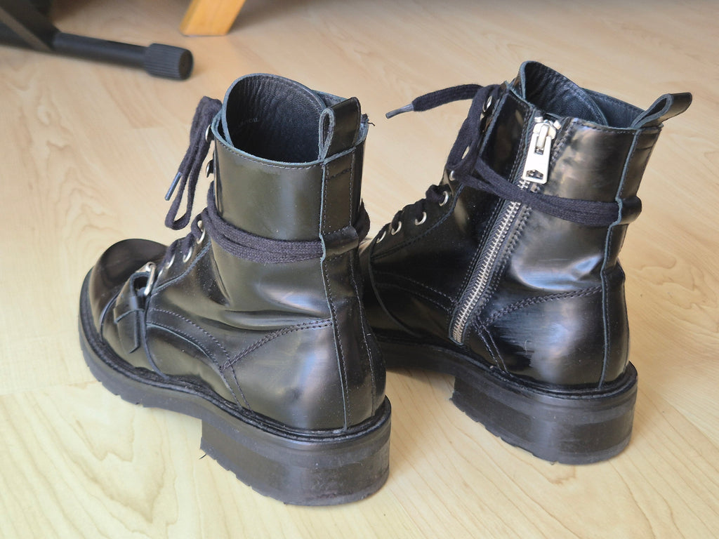AllSaints Donita Leder Combat Boots | EU 39 | Schwarz | Sehr guter Zustand