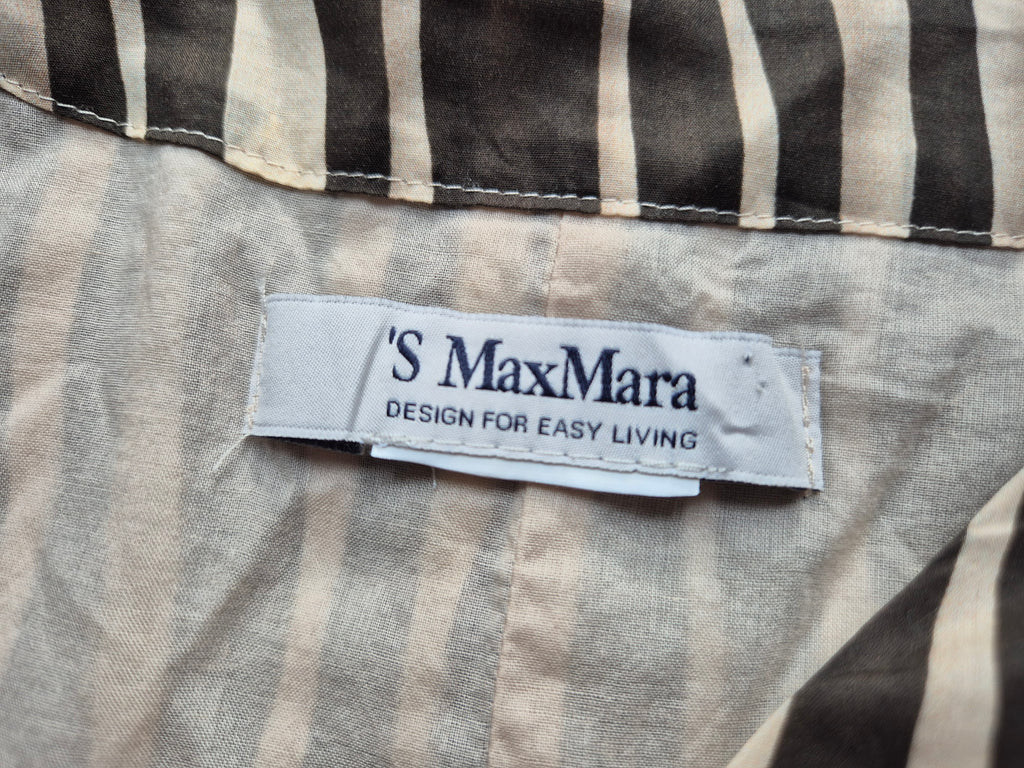 S MaxMara Zebra Print Shirt Dress, Brown/Beige, Size M, Good, with Belt