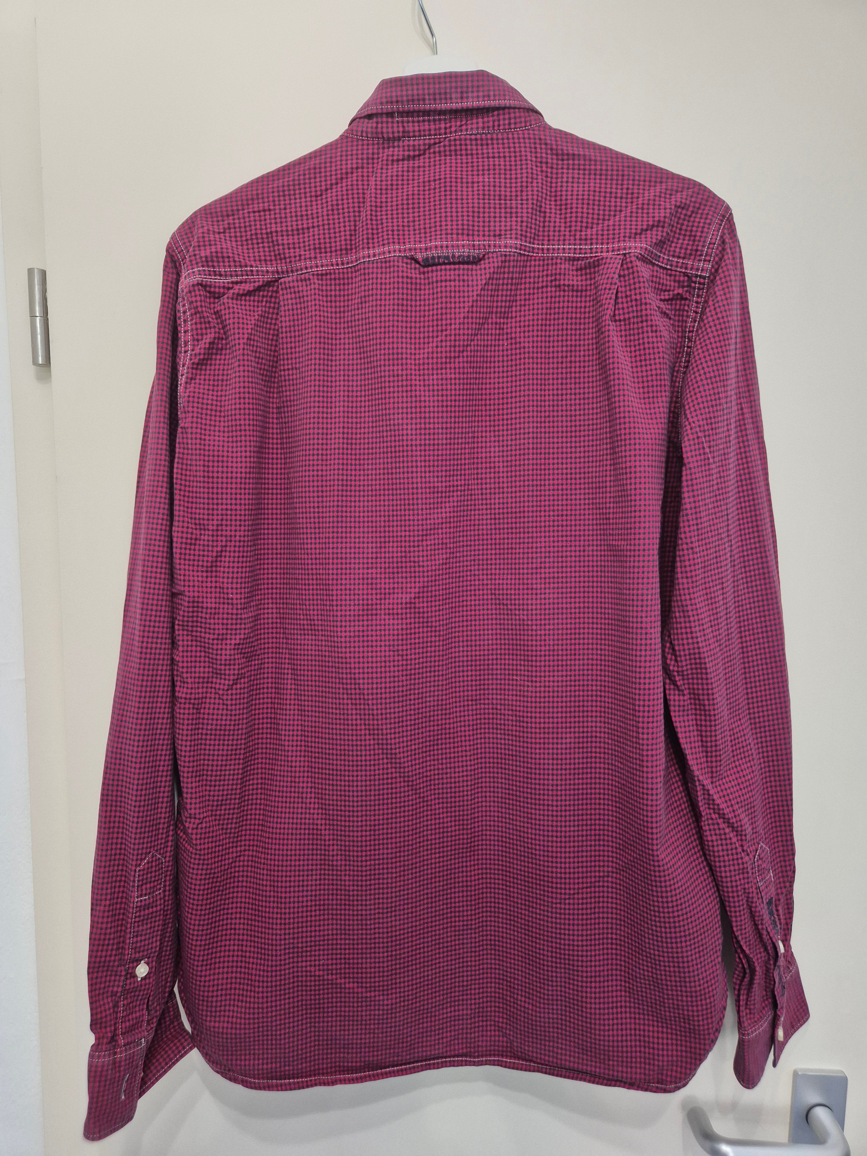 Superdry London Button Down Shirt L Red/Black Check Cotton Very Good