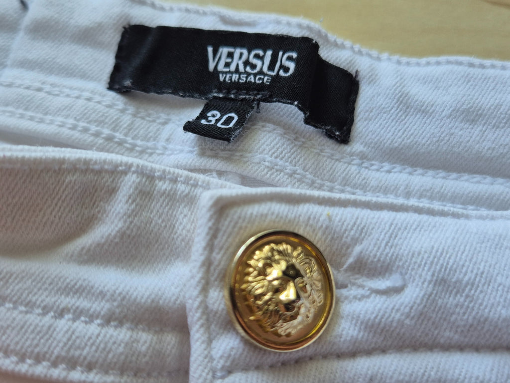 Versus Versace White Skinny Jeans W30 Gold Lion Buttons – Normal Use
