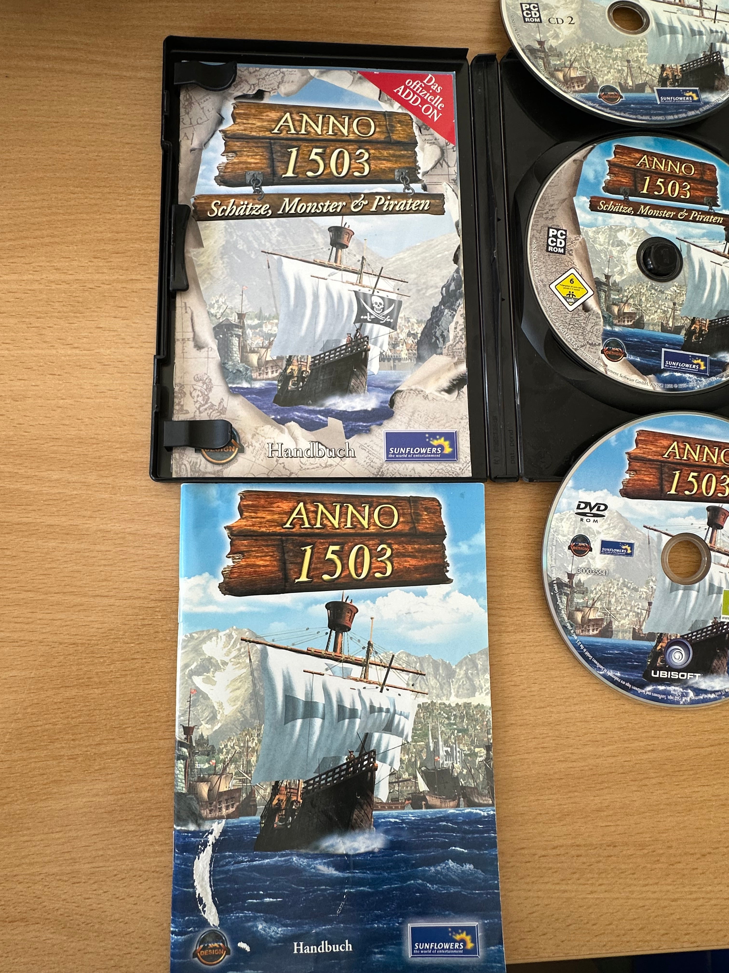 Anno 1503 + Schätze, Monster & Piraten Add-On (3 CDs, PC, Deutsch, gut)