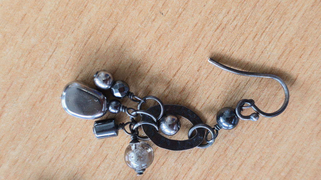 Silpada 925 Silber Ohrringe, gehämmert, Anhänger, mittel, guter Zustand