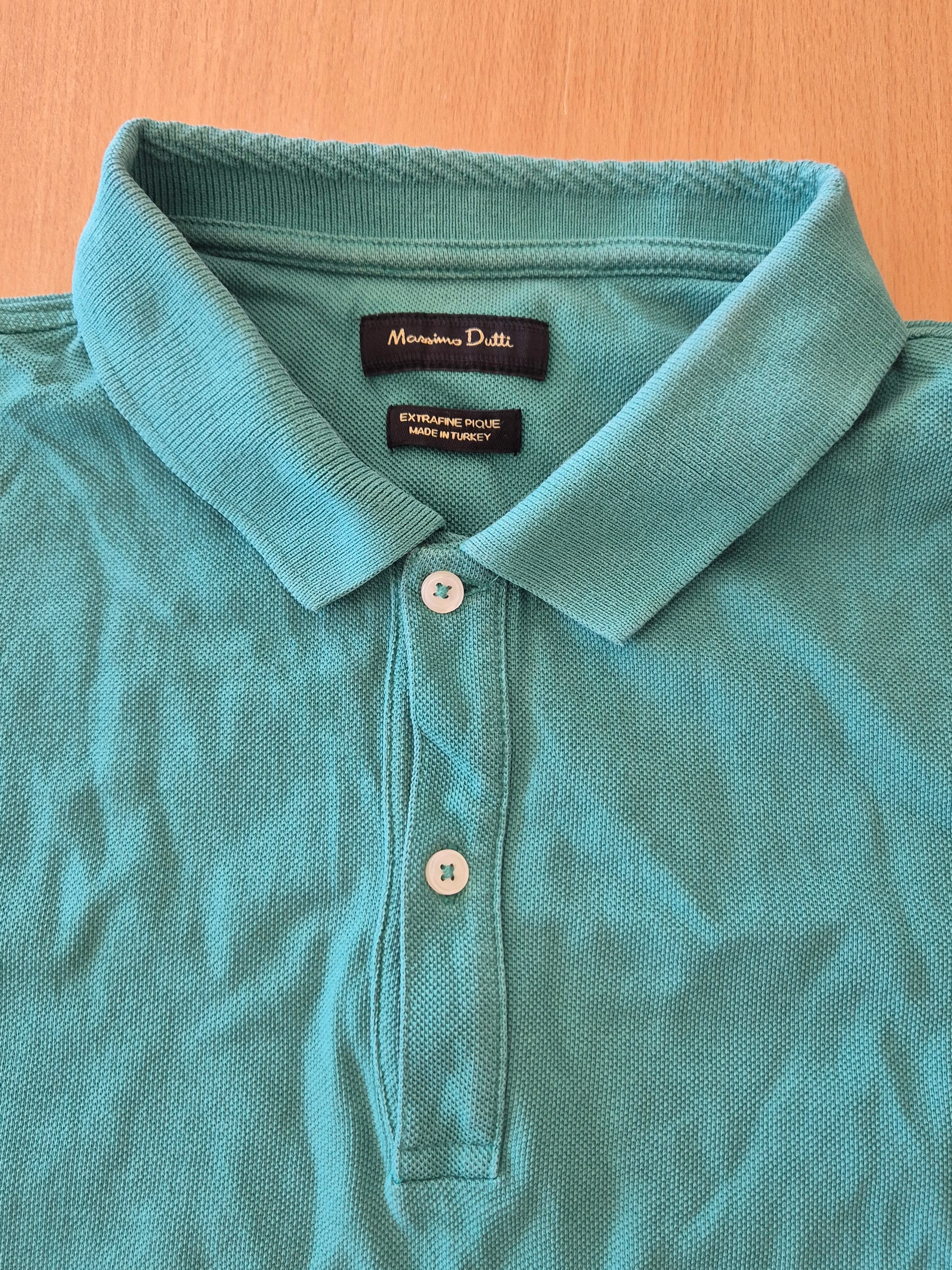 Massimo Dutti Herren Polo, Grün, XL, Extrafeines Piqué Baumwolle, Guter Zustand