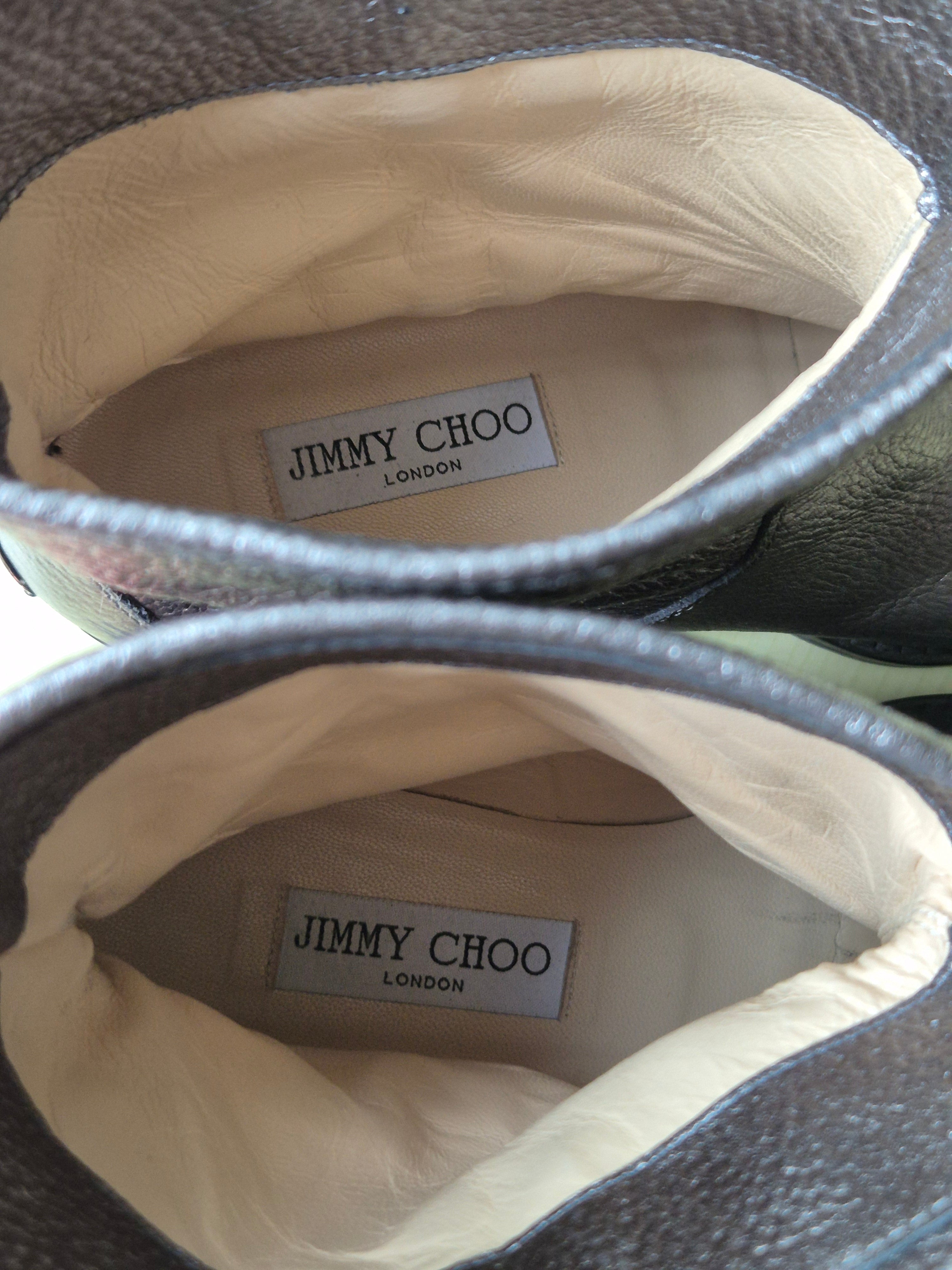 Jimmy Choo 'Youth' Biker Boots Size 37 Gunmetal Leather, Normal Use