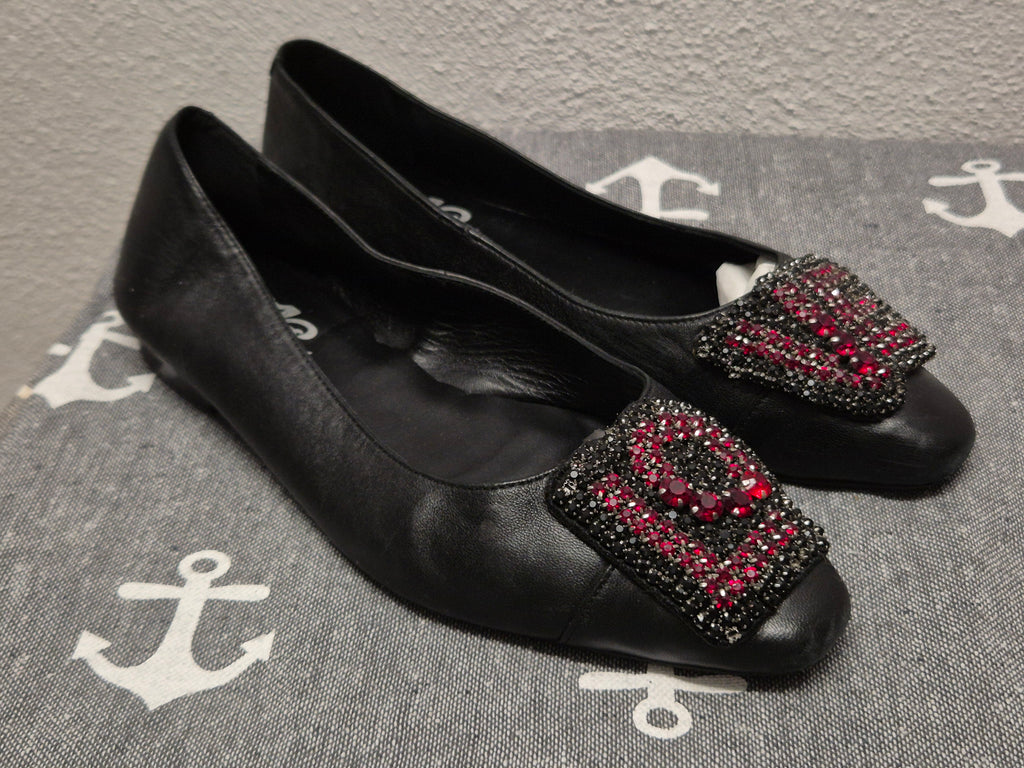Uterqüe LOVE Ballerinas – Leder, Schwarz, Gr. 37, Guter Zustand