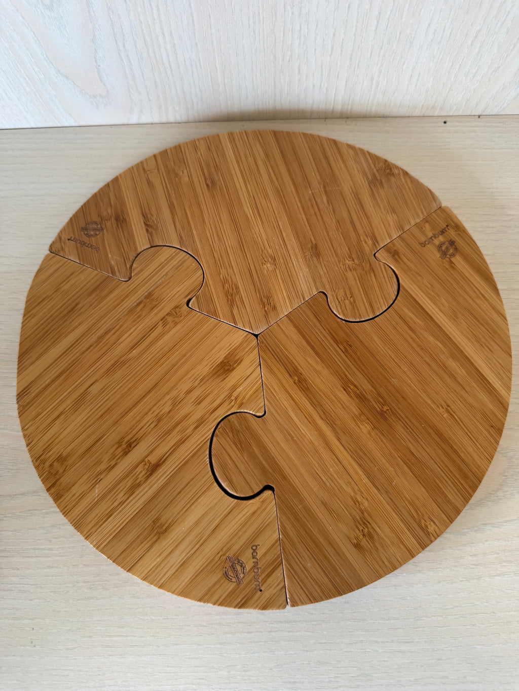 2x Bambum Round Puzzle Serviertablett Bambus 30 cm, sehr guter Zustand