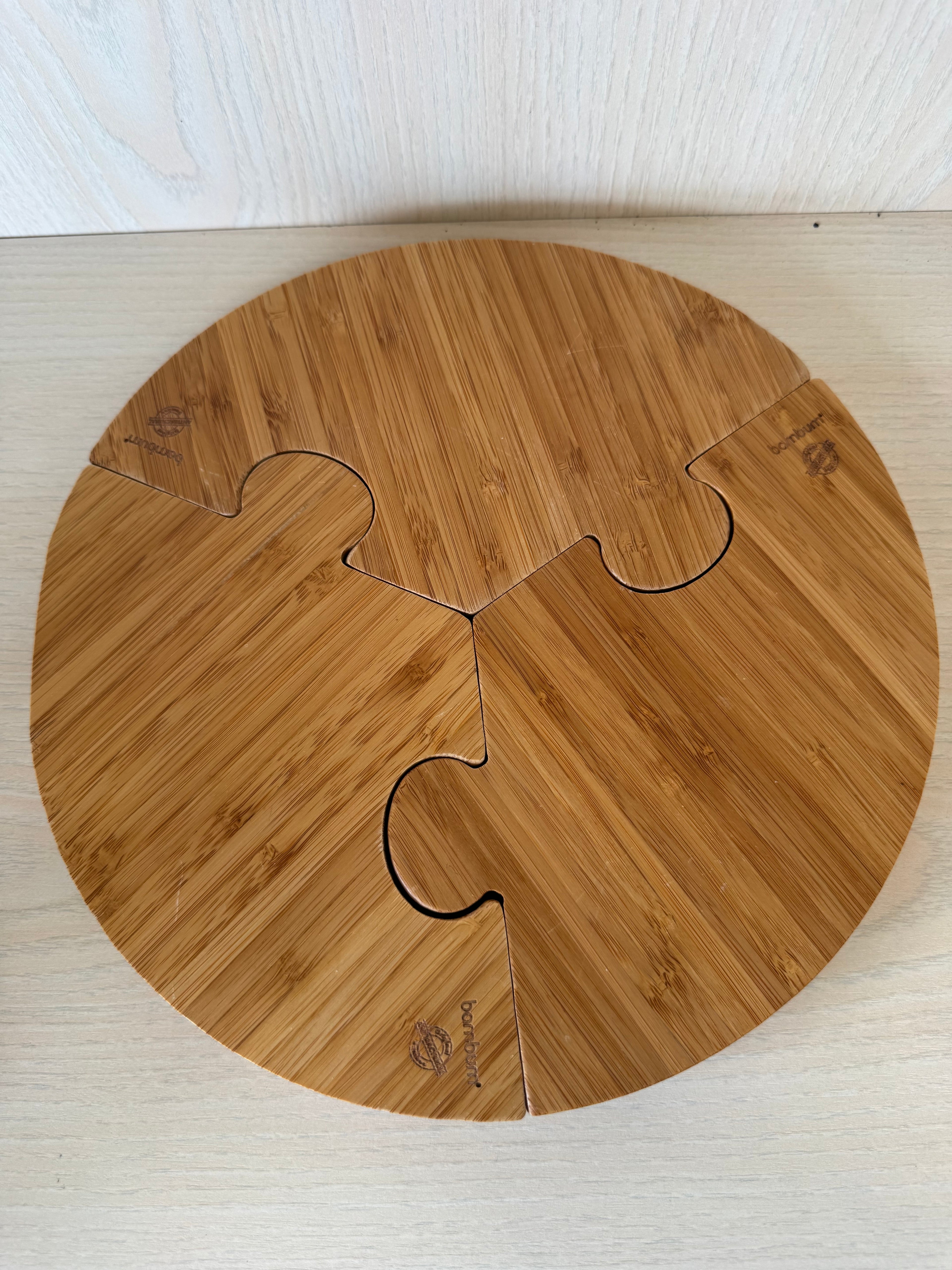 2x Bambum Round Puzzle Serviertablett Bambus 30 cm, sehr guter Zustand