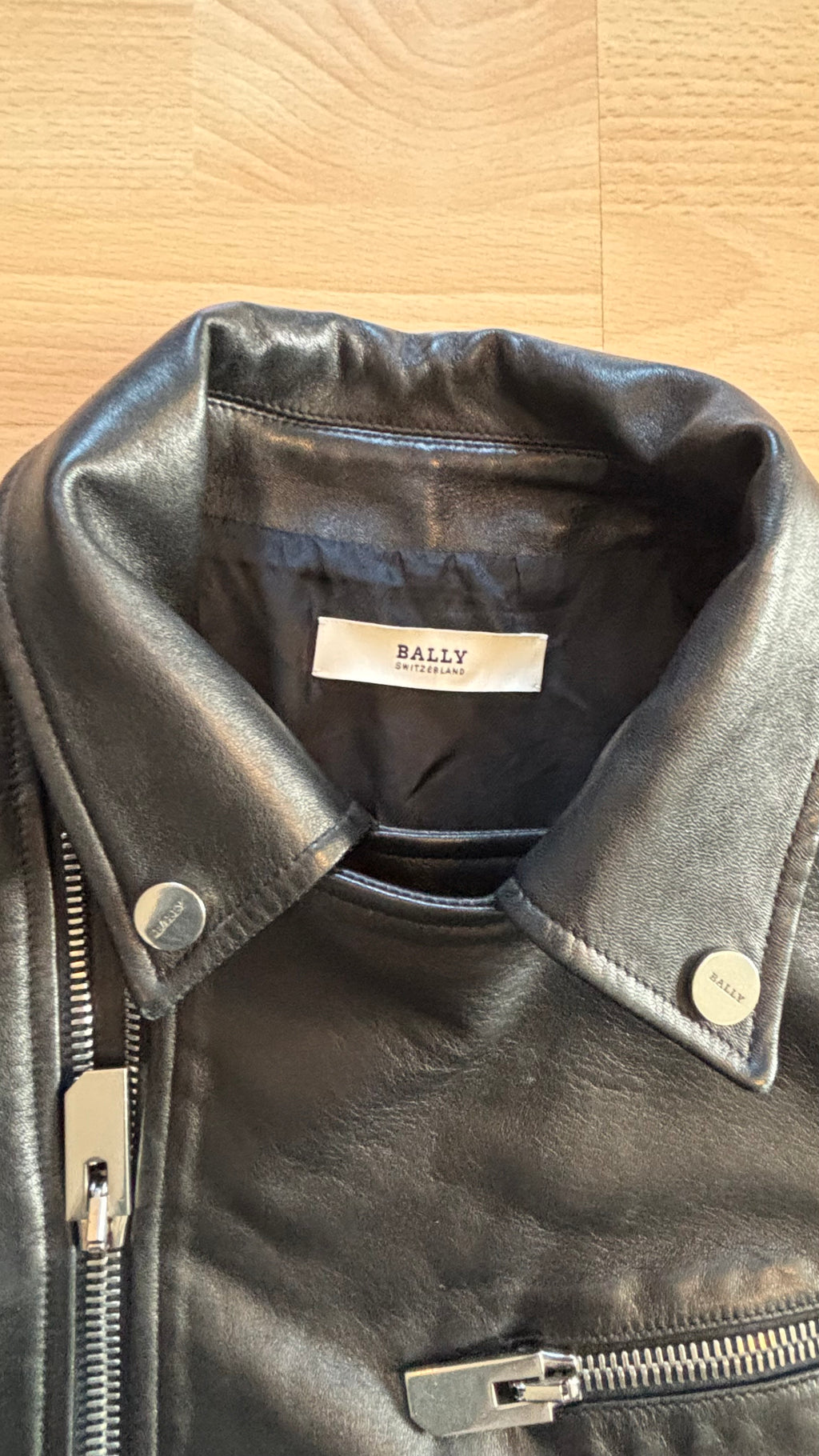 Bally Herren Bikerjacke Lammleder Schwarz EU 50 / US 40 Sehr Gut