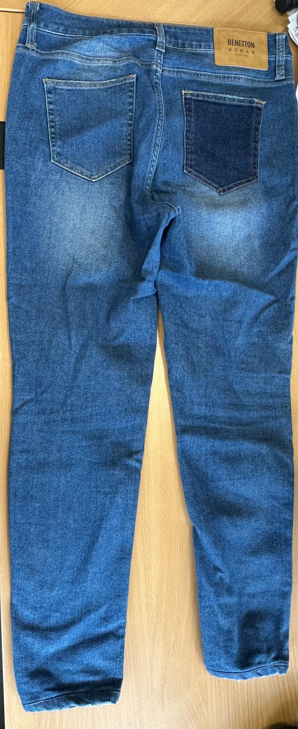 Benetton Women’s Distressed Jeans Blue W32 Very Good Condition