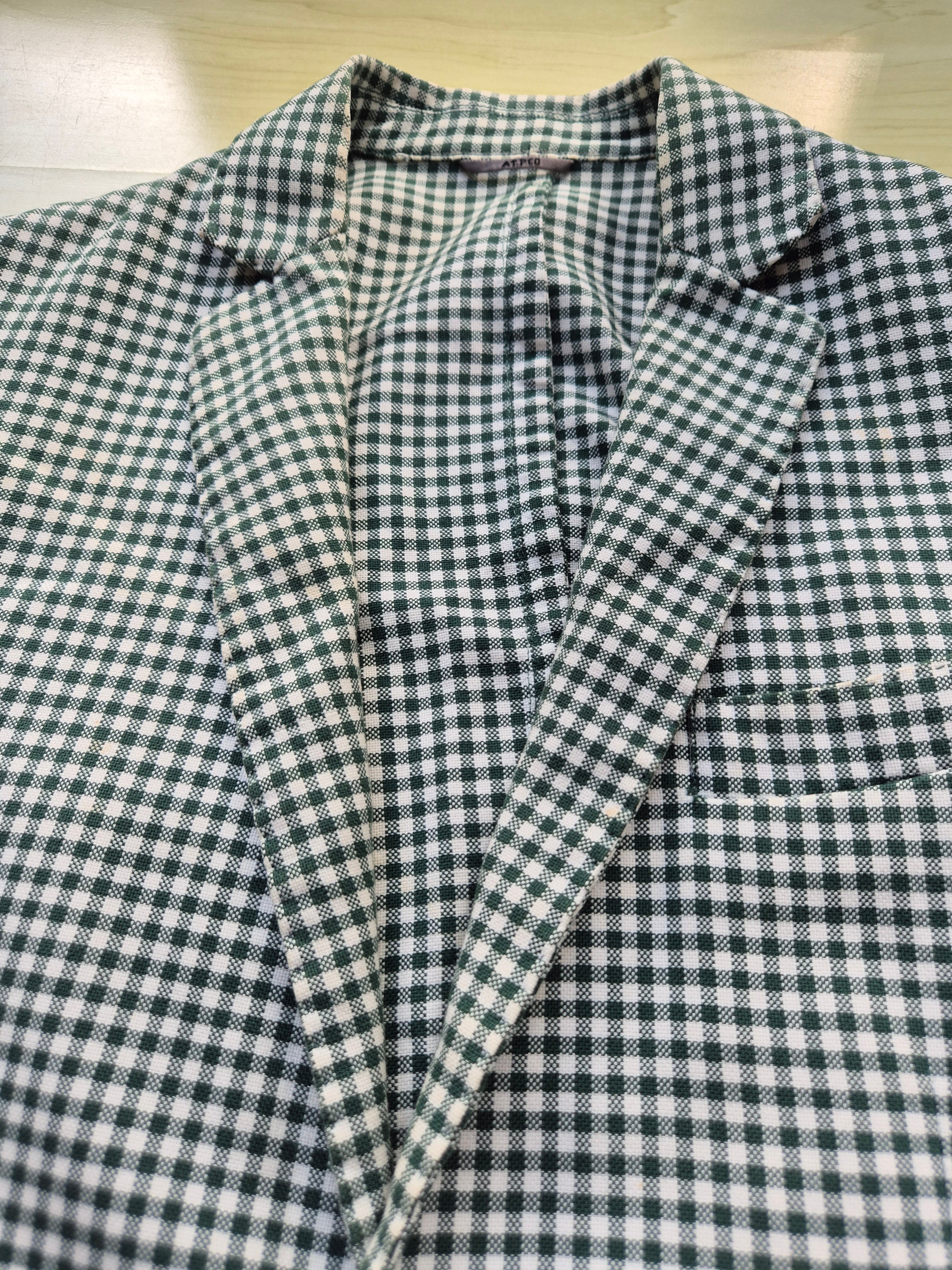AT.P.CO Men’s Gingham Blazer Green/White EU 50 (L) Cotton-Blend Used