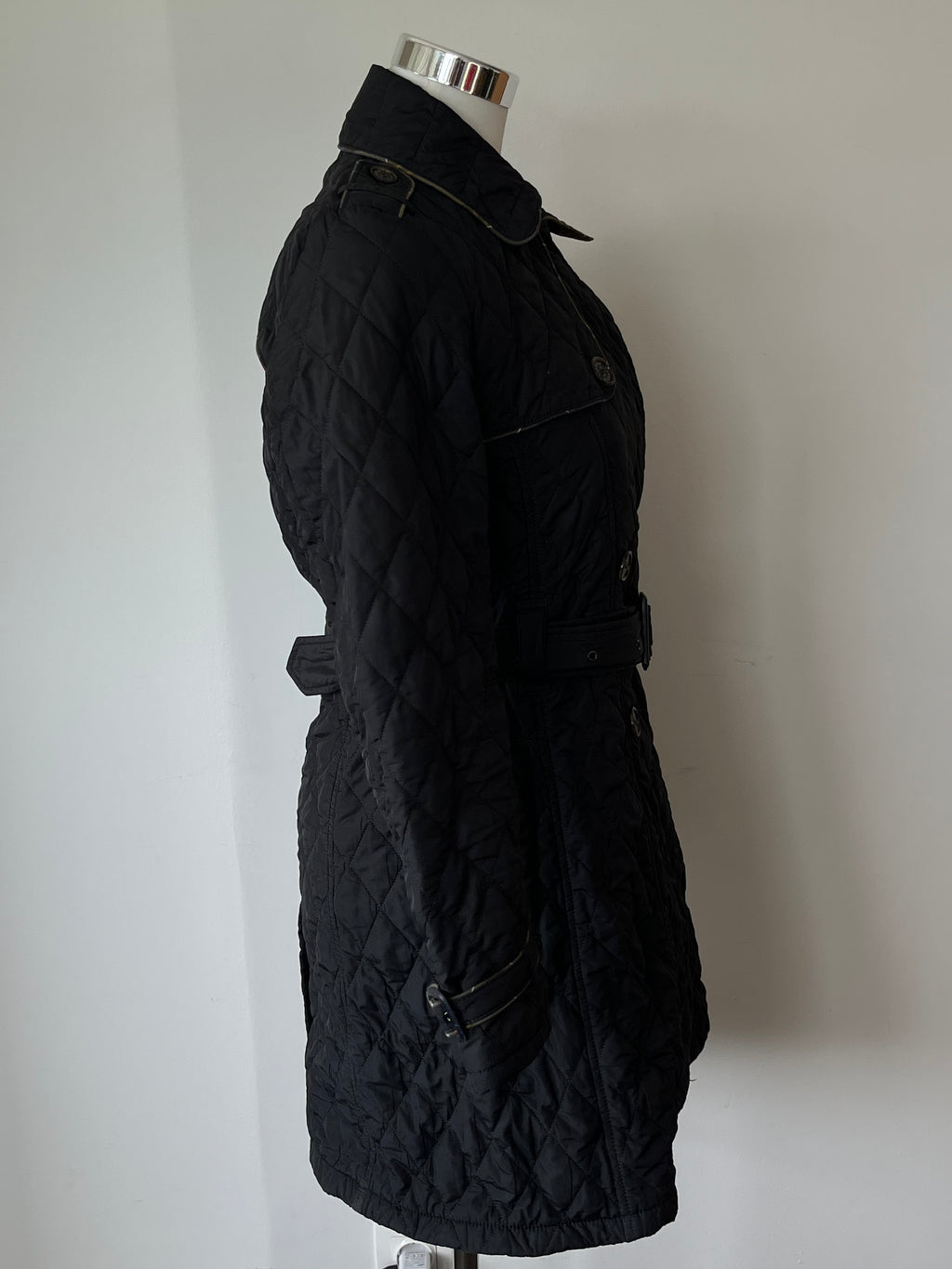 Barbour Damen Steppmantel EU 36 Navy Blau Gürtel Guter Zustand