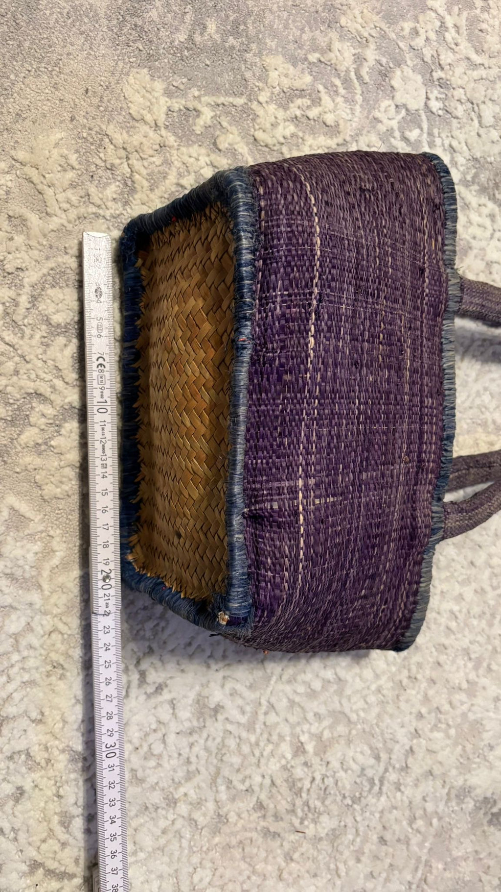Lila Handgefertigte Strohtasche Mittel Vintage Boho Korb – Gebraucht