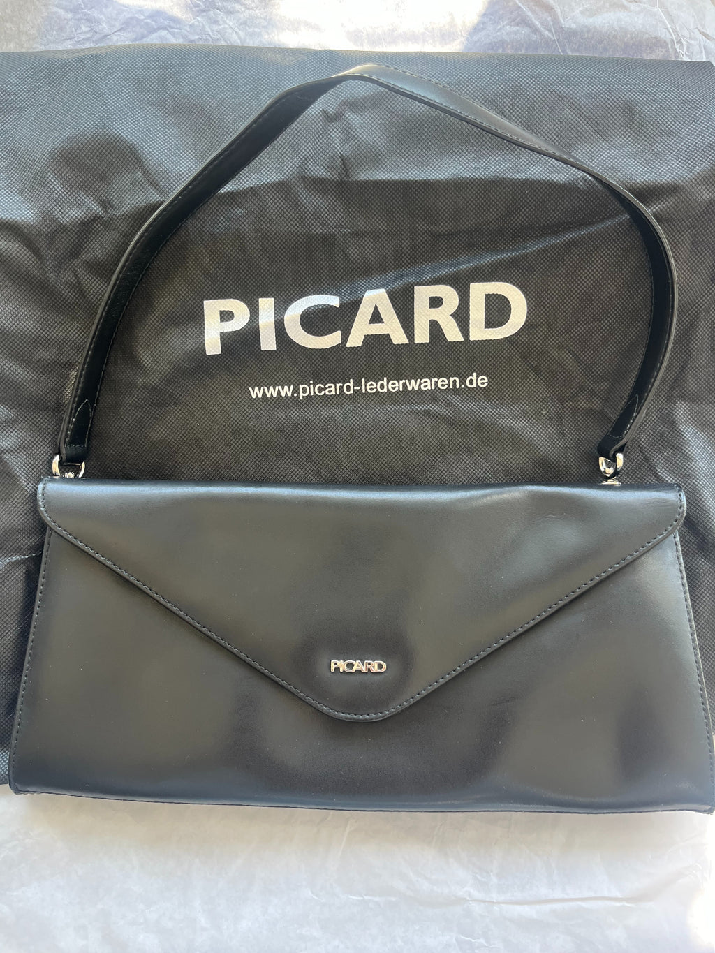 Picard Leder Clutch Schwarz 30x15cm – wie neu, mit Staubbeutel