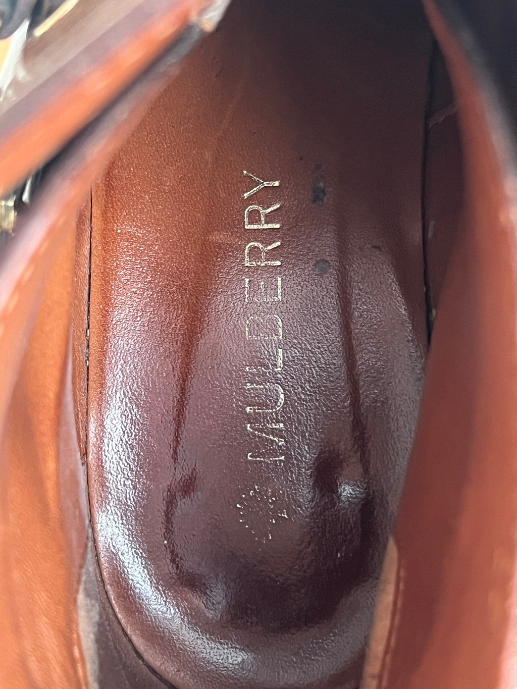 Mulberry Dorset Flat Bootie | Brown Leather | EU 38 | Gold Horsebit | Good Condition